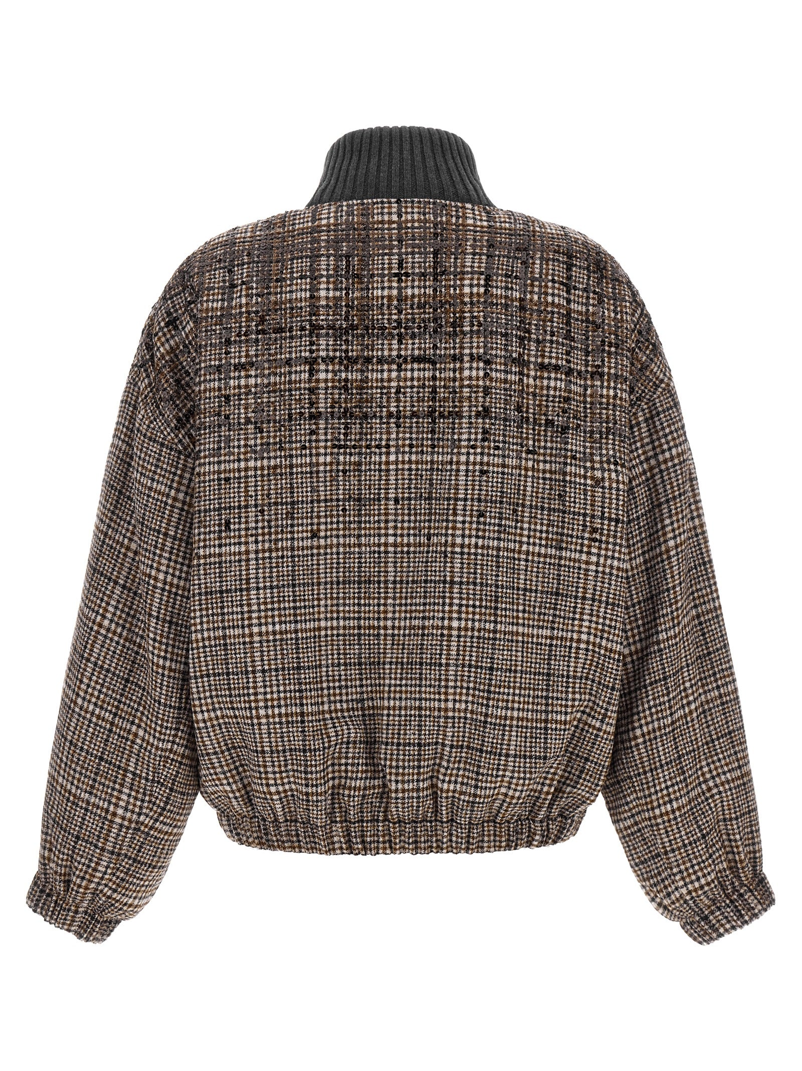Brunello Cucinelli Women Sequin Check Bomber Jacket BRUNELLO CUCINELLI