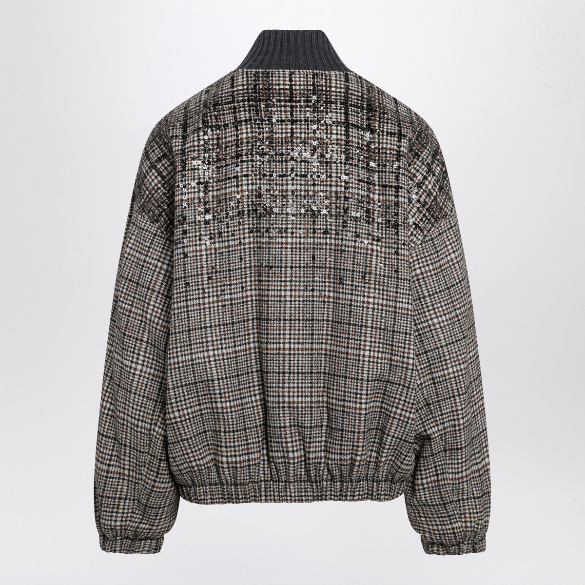 Brunello Cucinelli Dazzling Degrade Beige Bomber Jacket In Alpaca And Wool Women BRUNELLO CUCINELLI