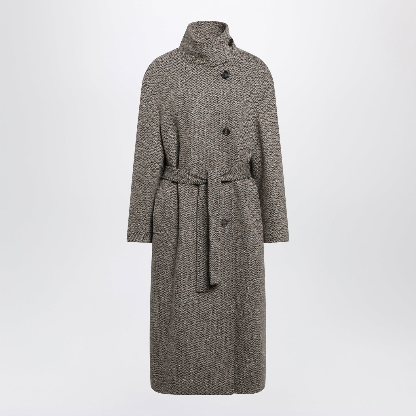 Brunello Cucinelli Sparkling Camel And Black Virgin Wool Coat Women BRUNELLO CUCINELLI