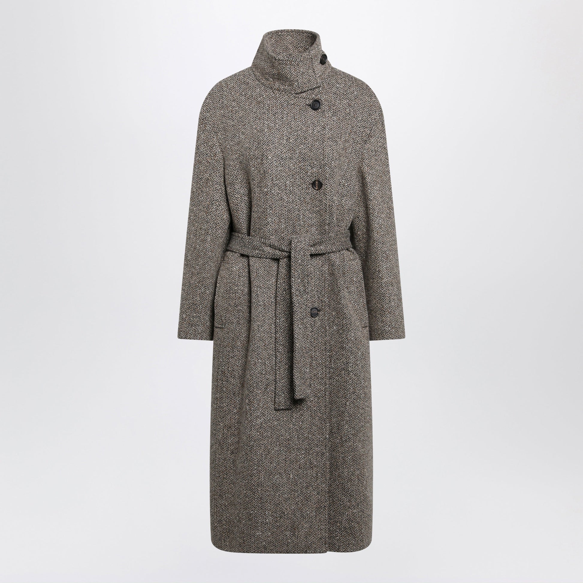 Brunello Cucinelli Sparkling Camel And Black Virgin Wool Coat Women BRUNELLO CUCINELLI