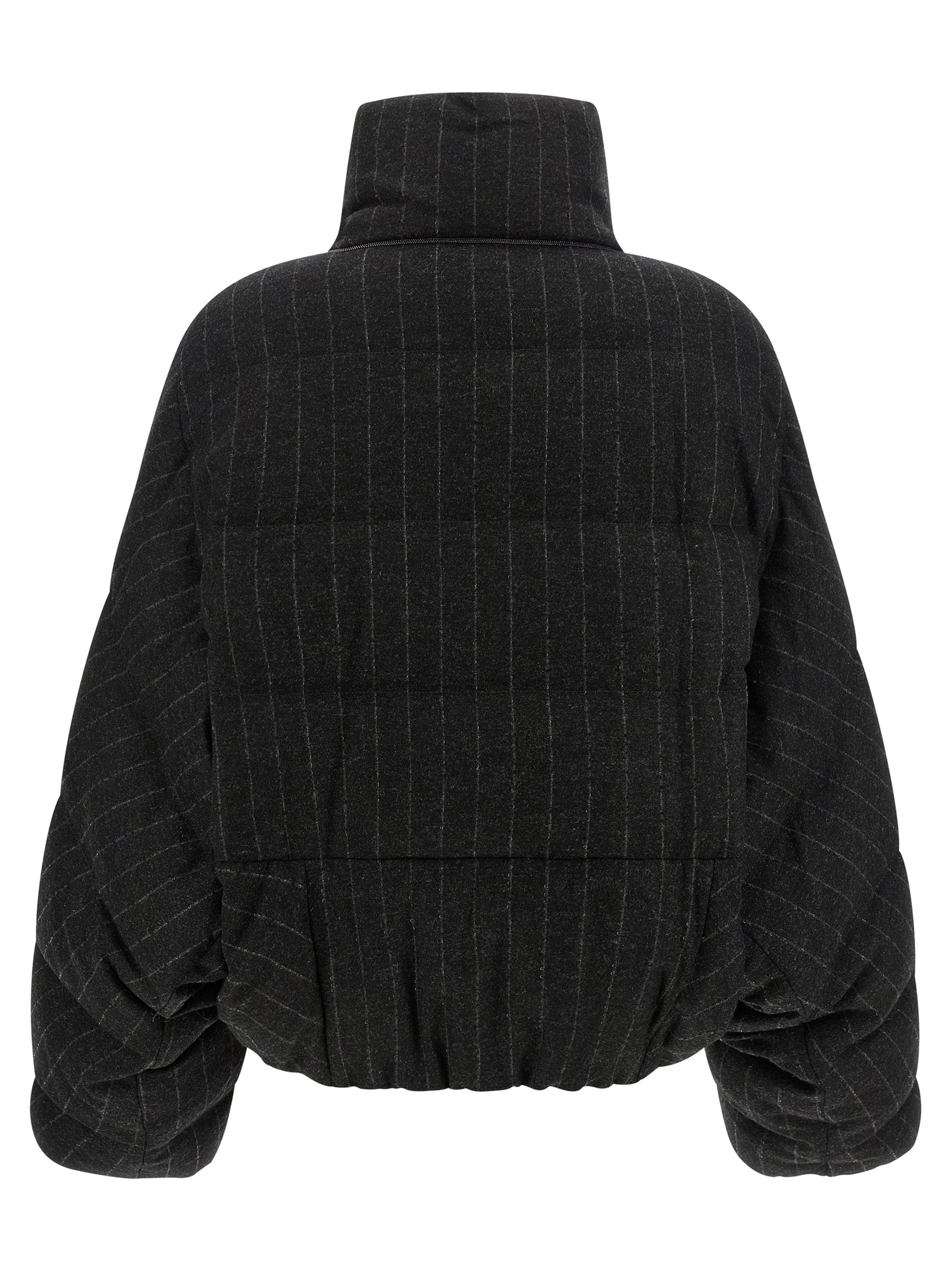Brunello Cucinelli Women Micro Sequin Pinstriped Crop Down Jacket BRUNELLO CUCINELLI