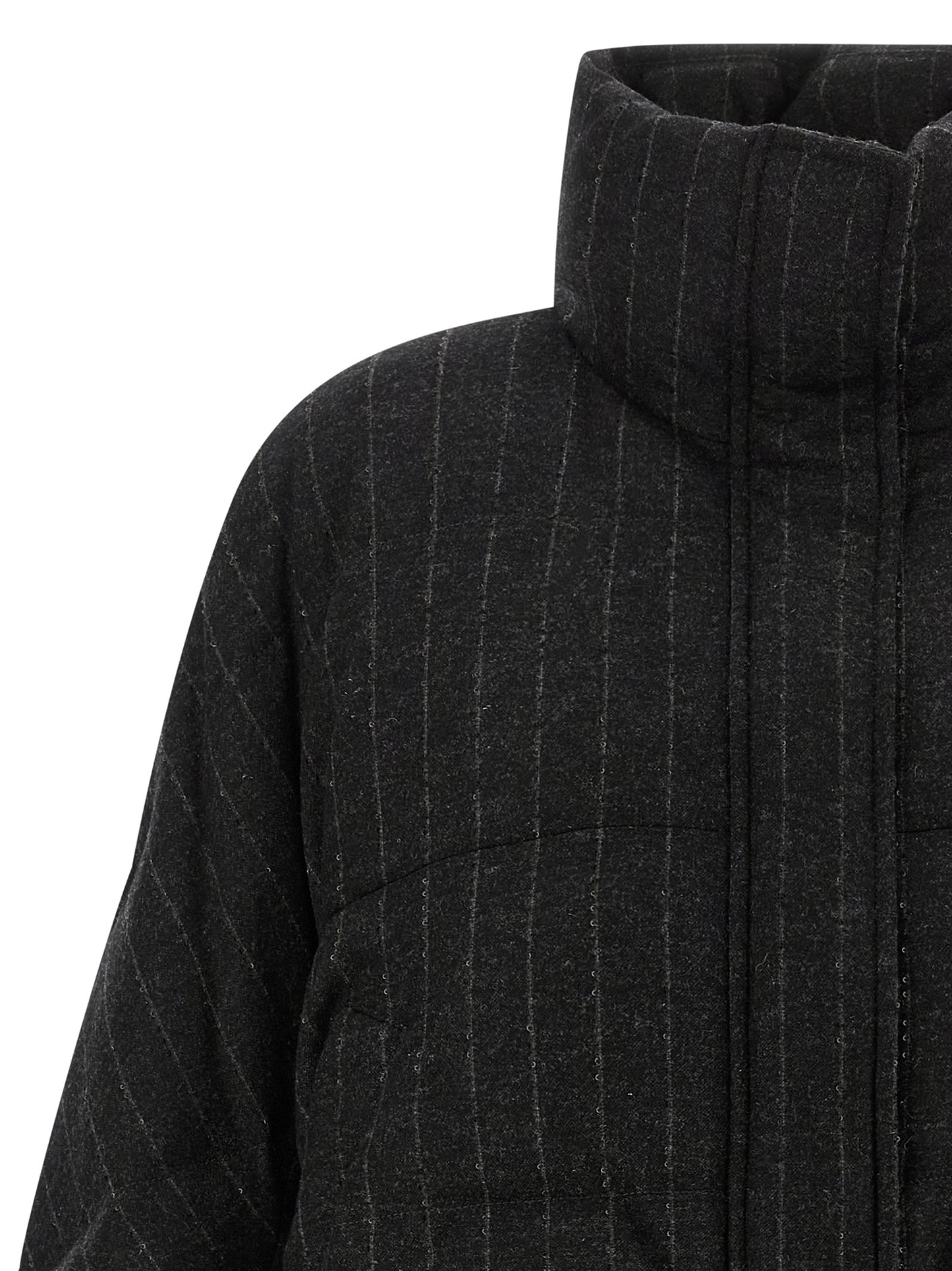 Brunello Cucinelli Women Micro Sequin Pinstriped Crop Down Jacket BRUNELLO CUCINELLI