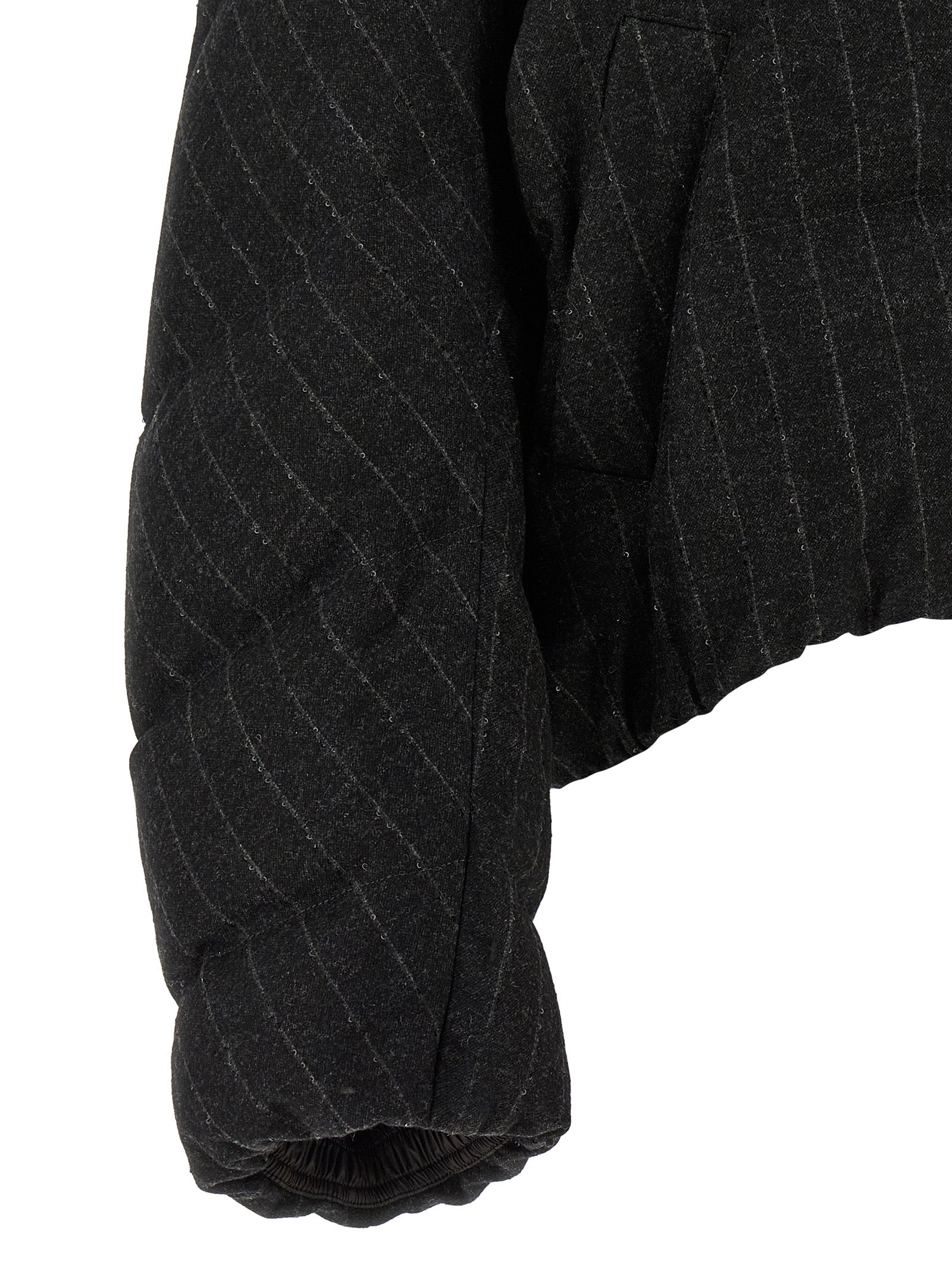 Brunello Cucinelli Women Micro Sequin Pinstriped Crop Down Jacket BRUNELLO CUCINELLI
