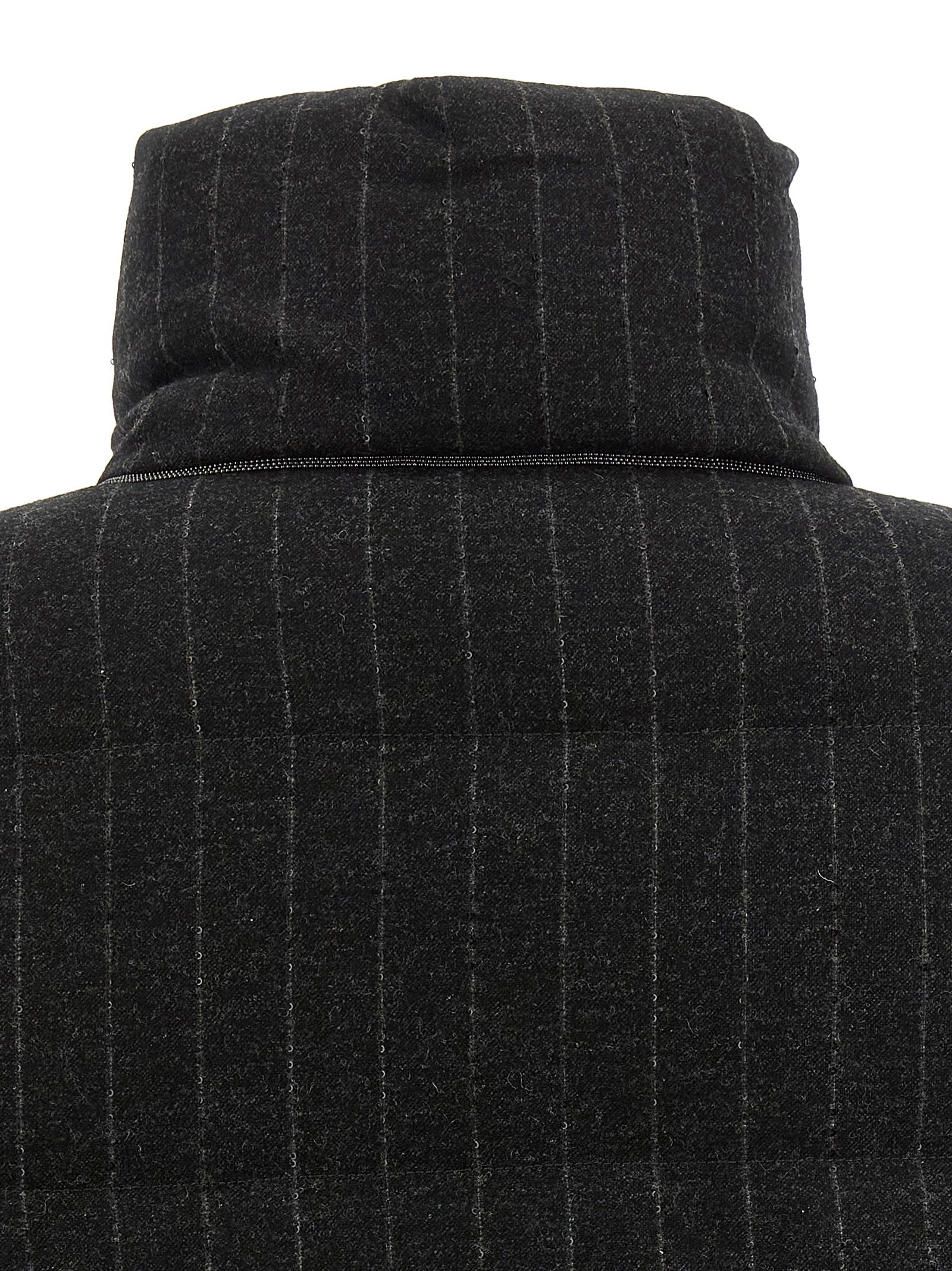 Brunello Cucinelli Women Micro Sequin Pinstriped Crop Down Jacket BRUNELLO CUCINELLI