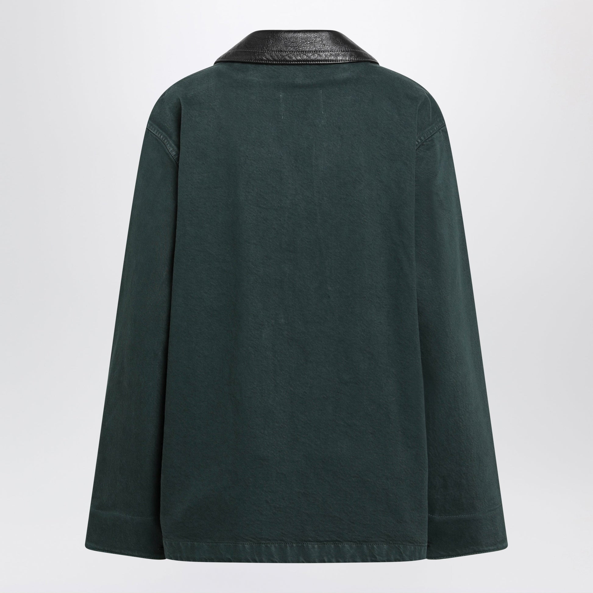 Miu Miu Bottle Green Gabardine And Leather Jacket Women MIU MIU