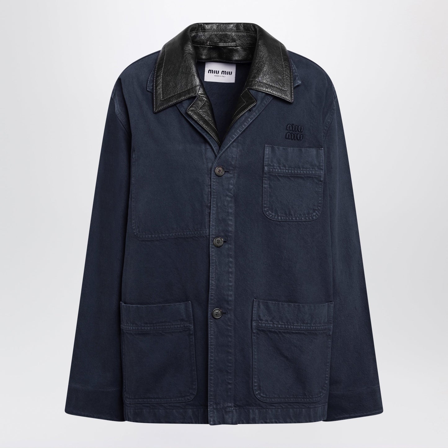 Miu Miu Hematite Gabardine And Leather Jacket Women MIU MIU