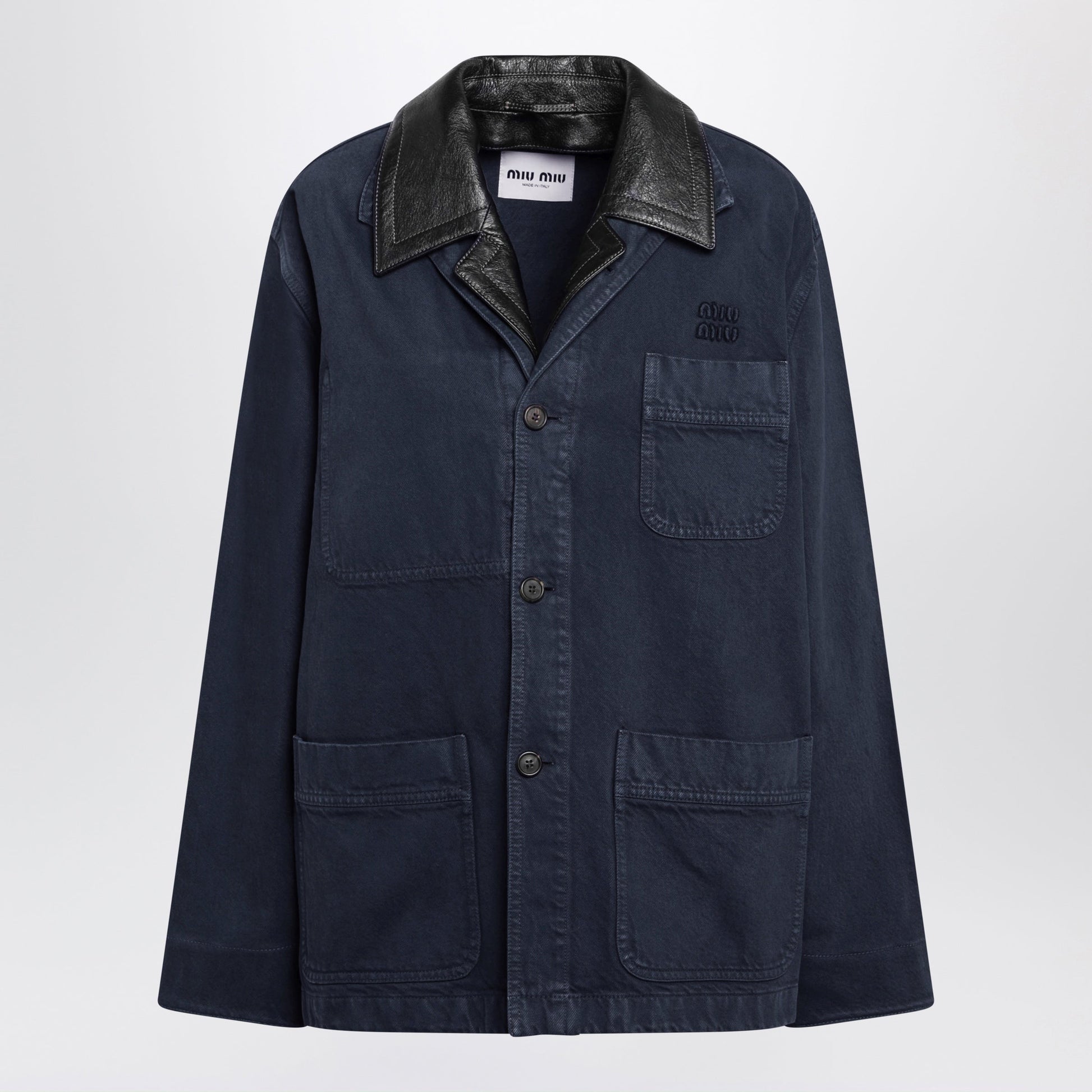 Miu Miu Hematite Gabardine And Leather Jacket Women MIU MIU
