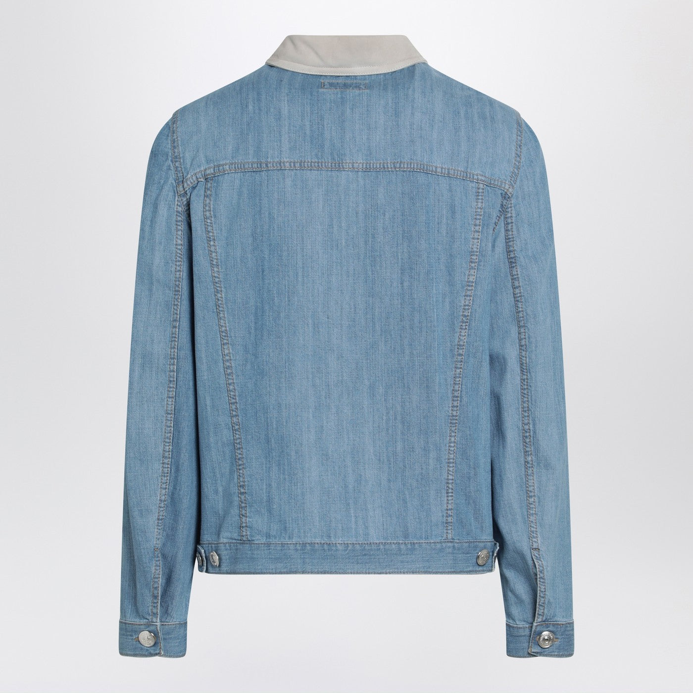 Brunello Cucinelli Blue Denim Jacket With Suede Collar Men BRUNELLO CUCINELLI
