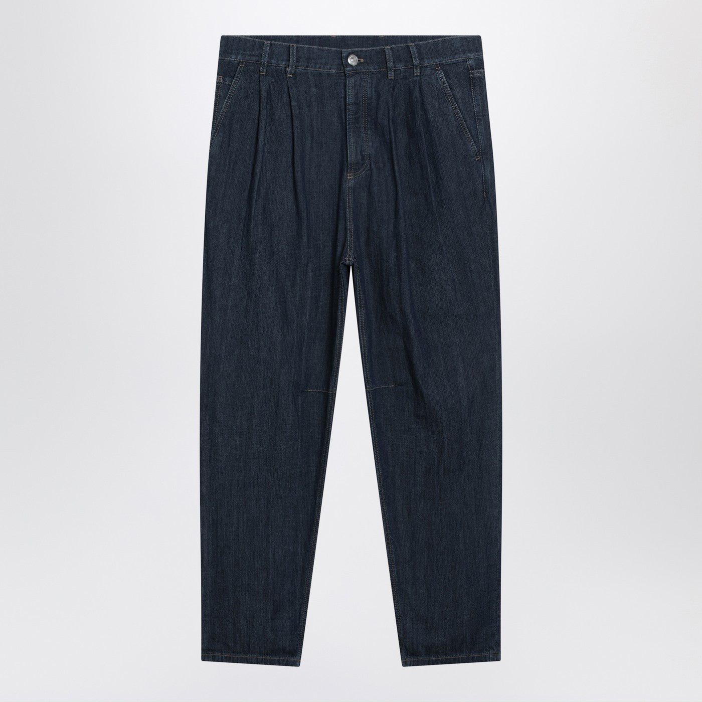 Brunello Cucinelli Slim-Fit Jeans With Pleats In Blue Denim Men BRUNELLO CUCINELLI