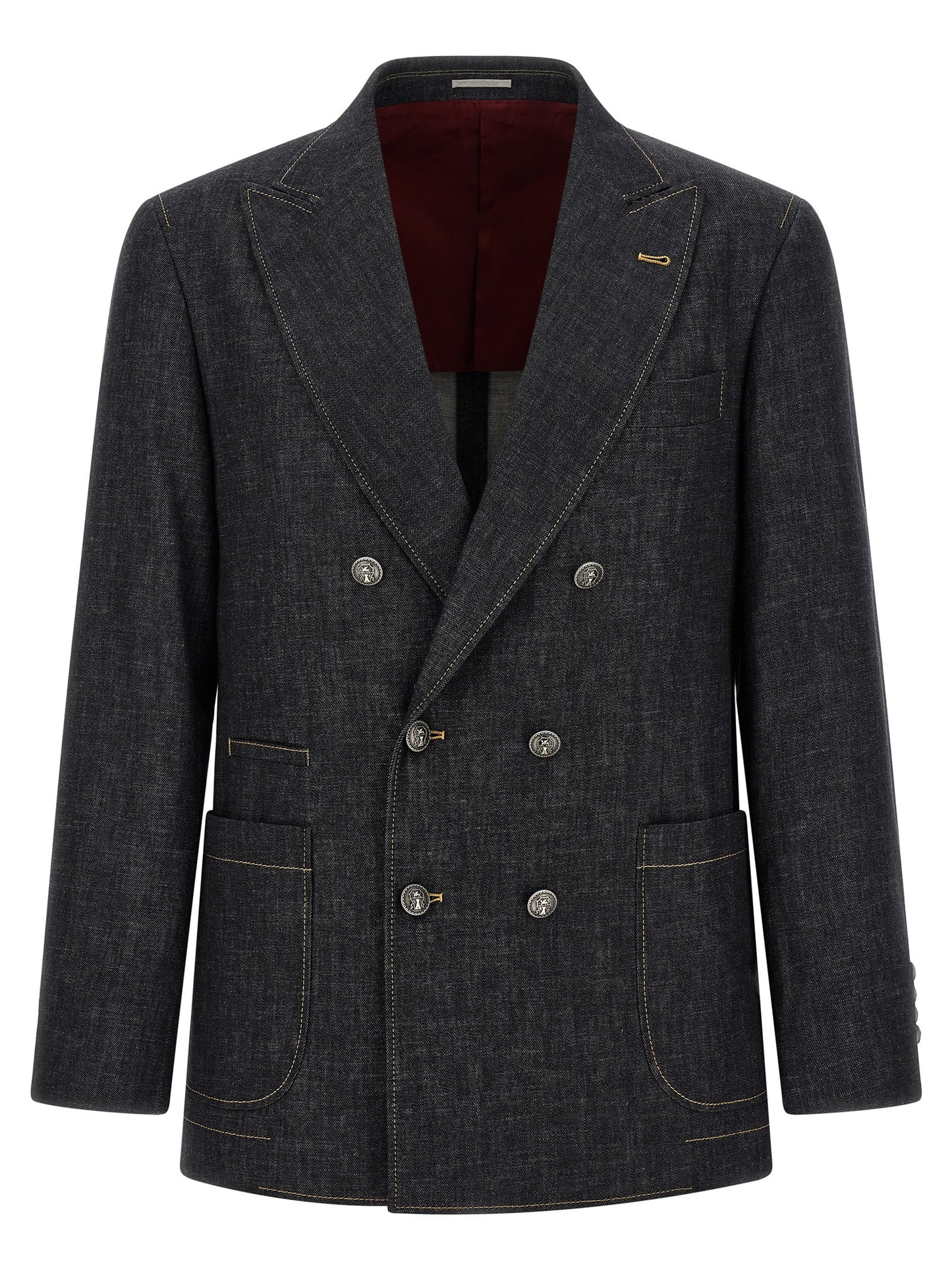Brunello Cucinelli Men Double-Breasted Denim Blazer BRUNELLO CUCINELLI
