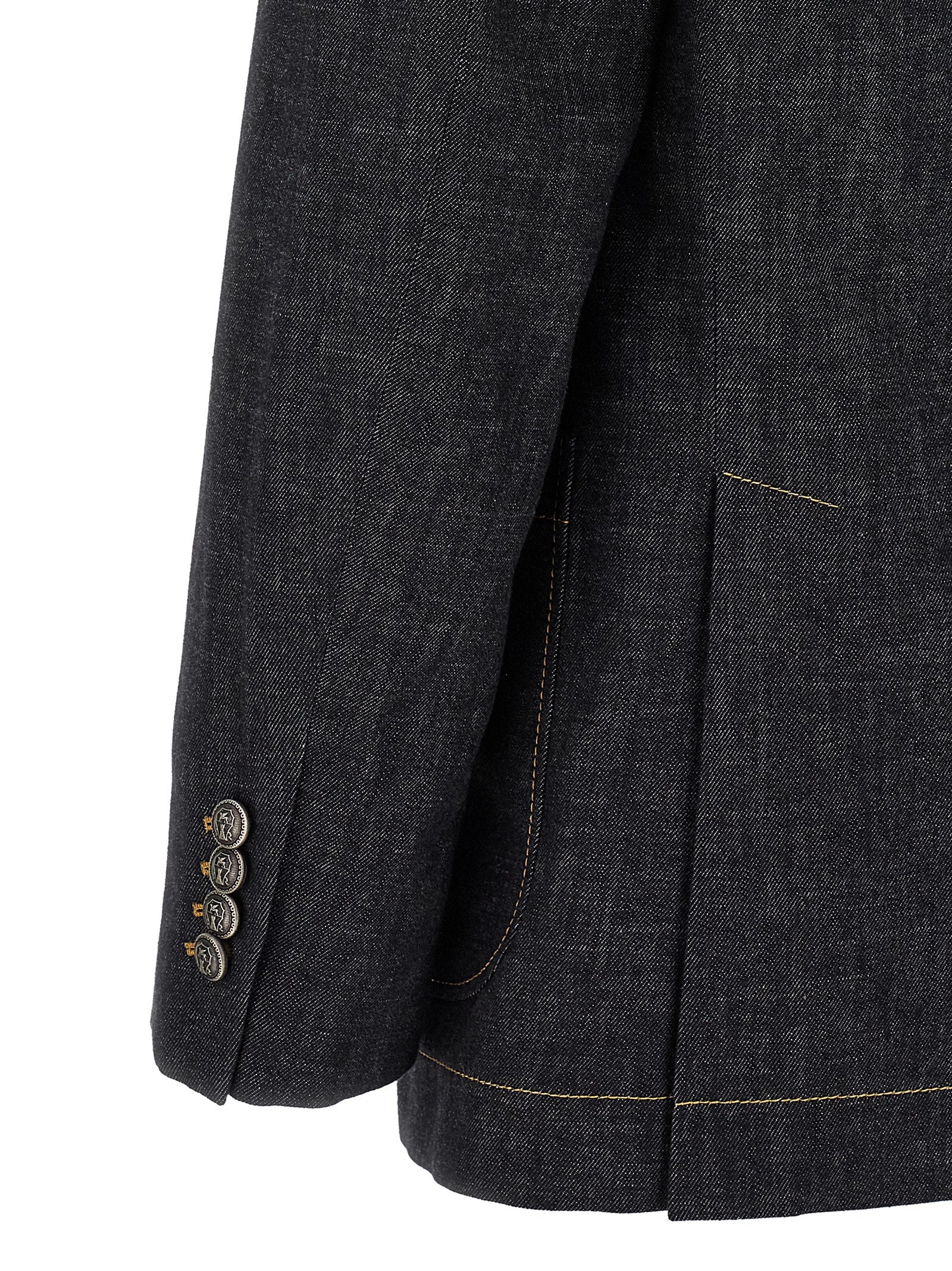 Brunello Cucinelli Men Double-Breasted Denim Blazer BRUNELLO CUCINELLI