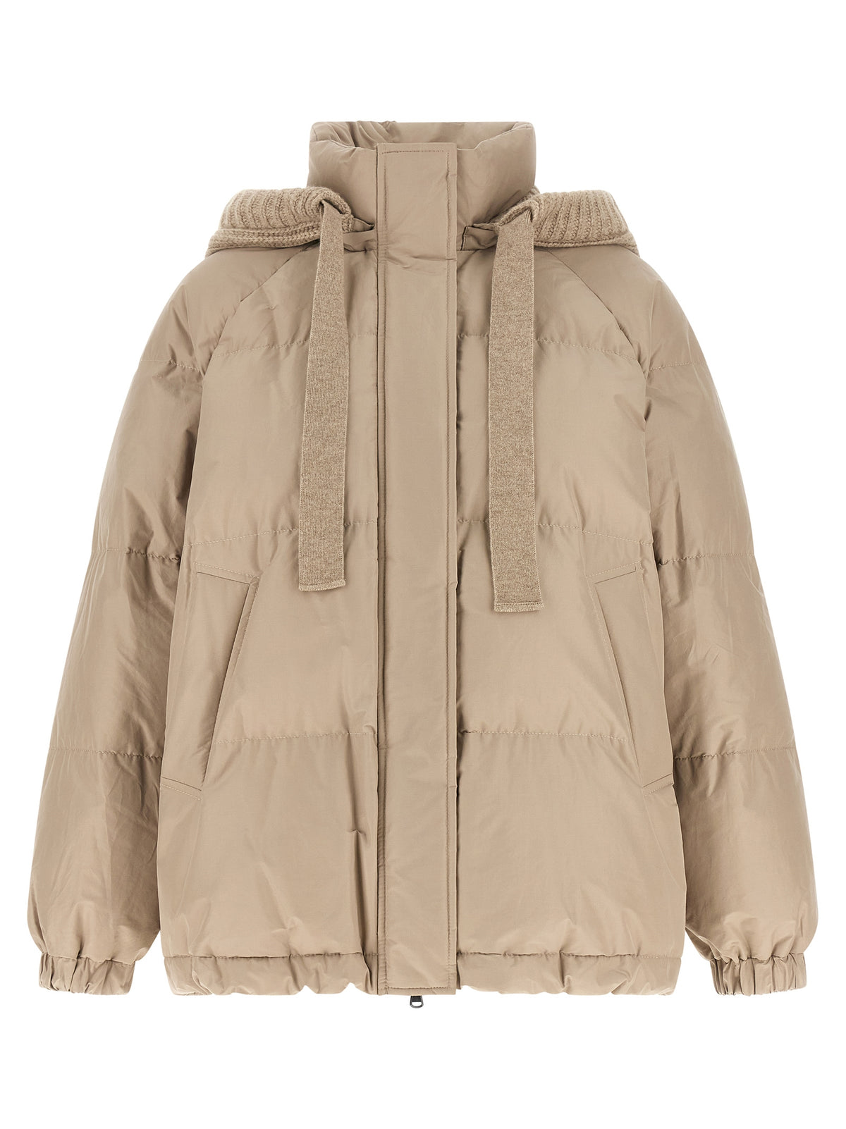 Brunello Cucinelli Women Beige Taffeta Down Jacket BRUNELLO CUCINELLI