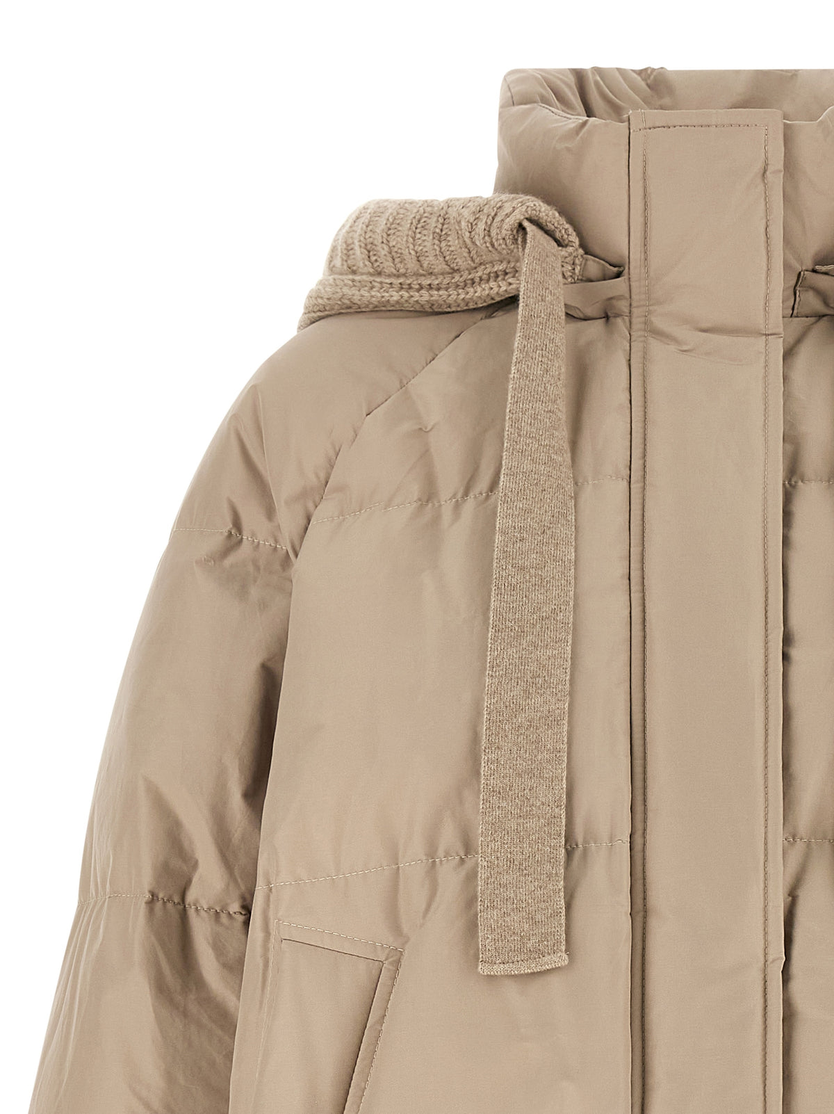 Brunello Cucinelli Women Beige Taffeta Down Jacket BRUNELLO CUCINELLI