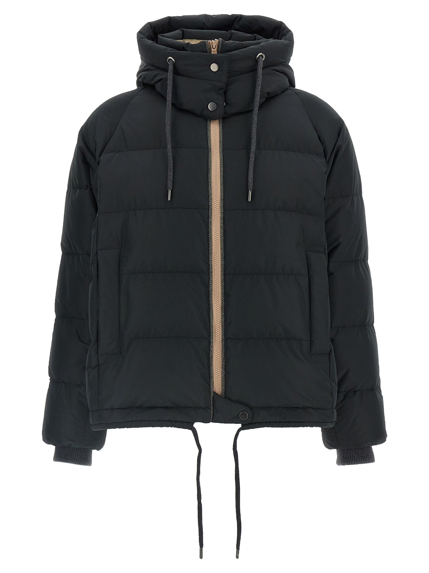 Brunello Cucinelli Women Down Jacket With Knit And Jewel Details BRUNELLO CUCINELLI