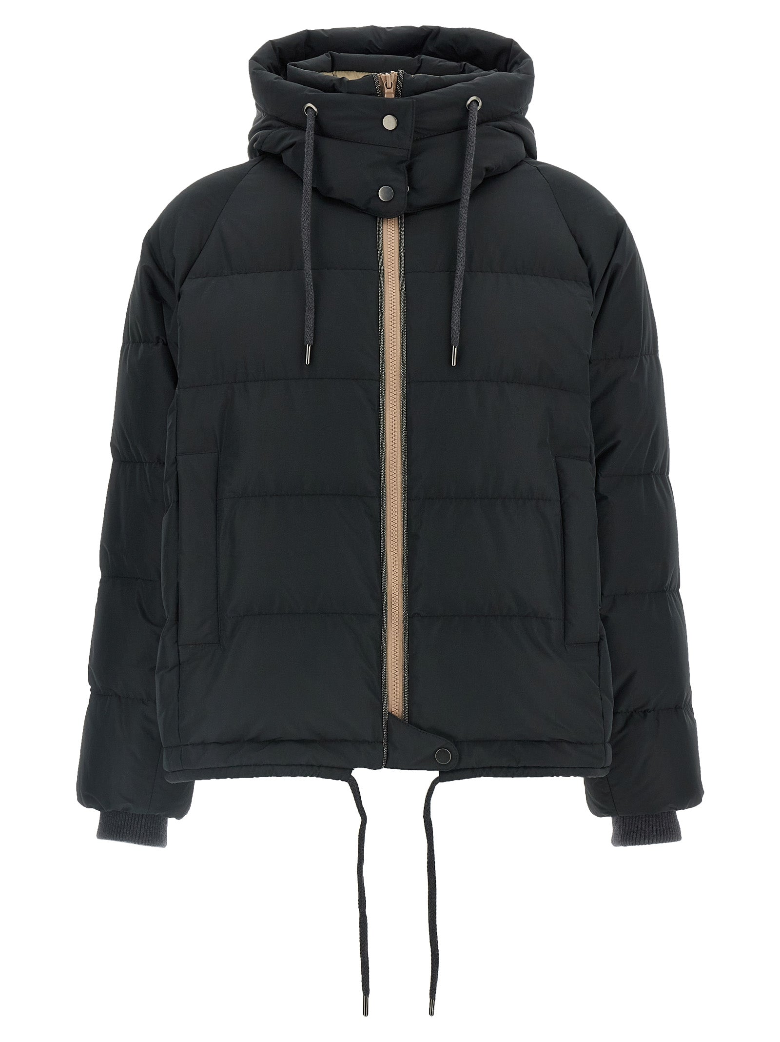 Brunello Cucinelli Women Down Jacket With Knit And Jewel Details BRUNELLO CUCINELLI