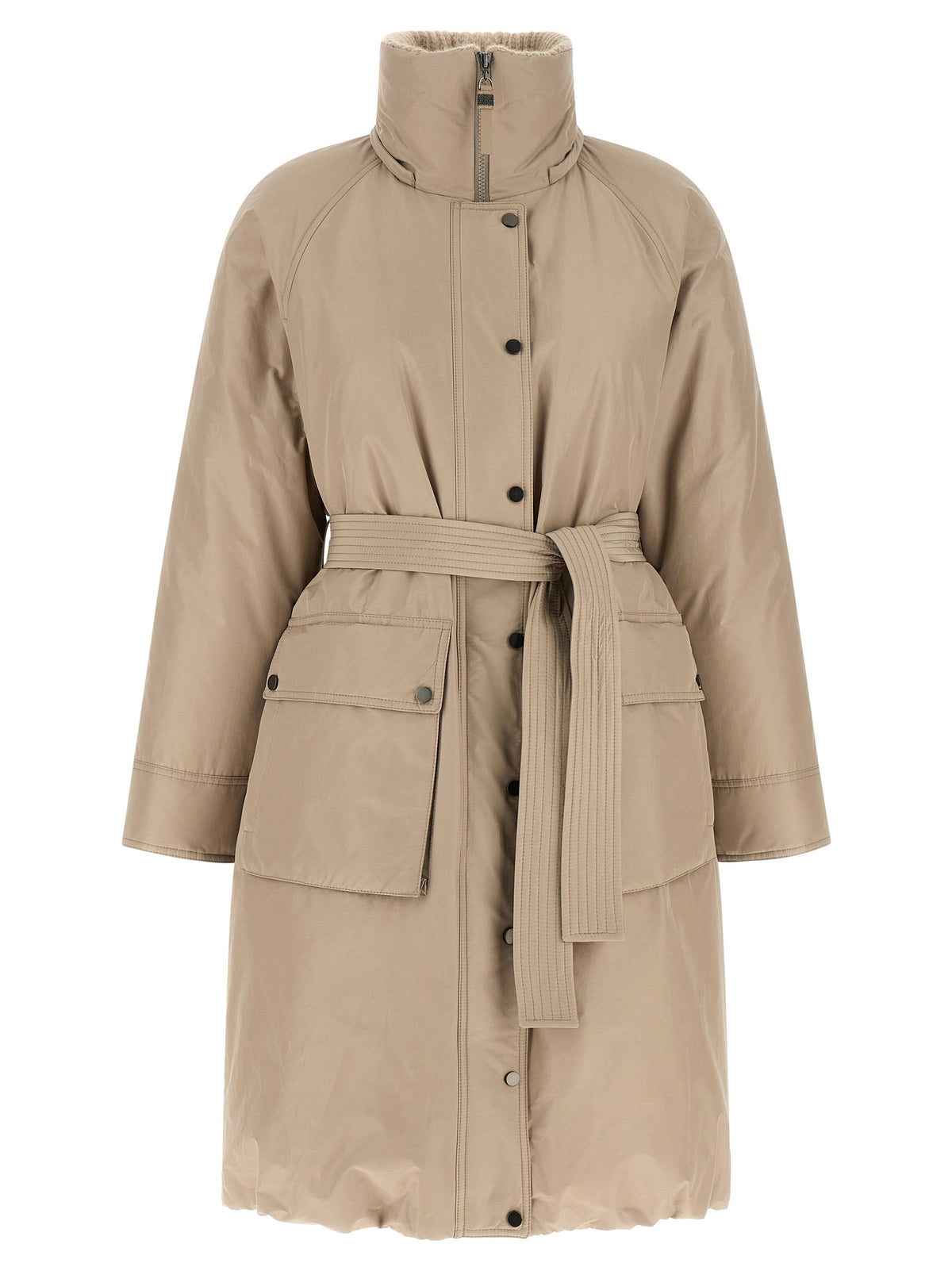 Brunello Cucinelli Women Beige Long Down Jacket BRUNELLO CUCINELLI