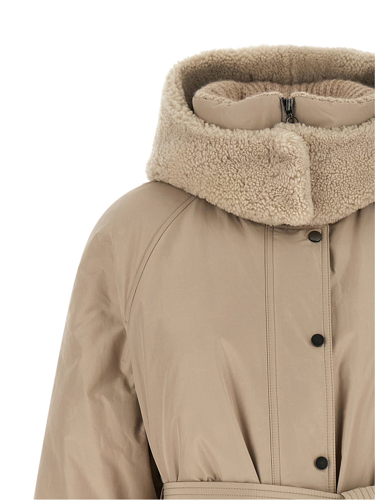 Brunello Cucinelli Women Beige Long Down Jacket BRUNELLO CUCINELLI
