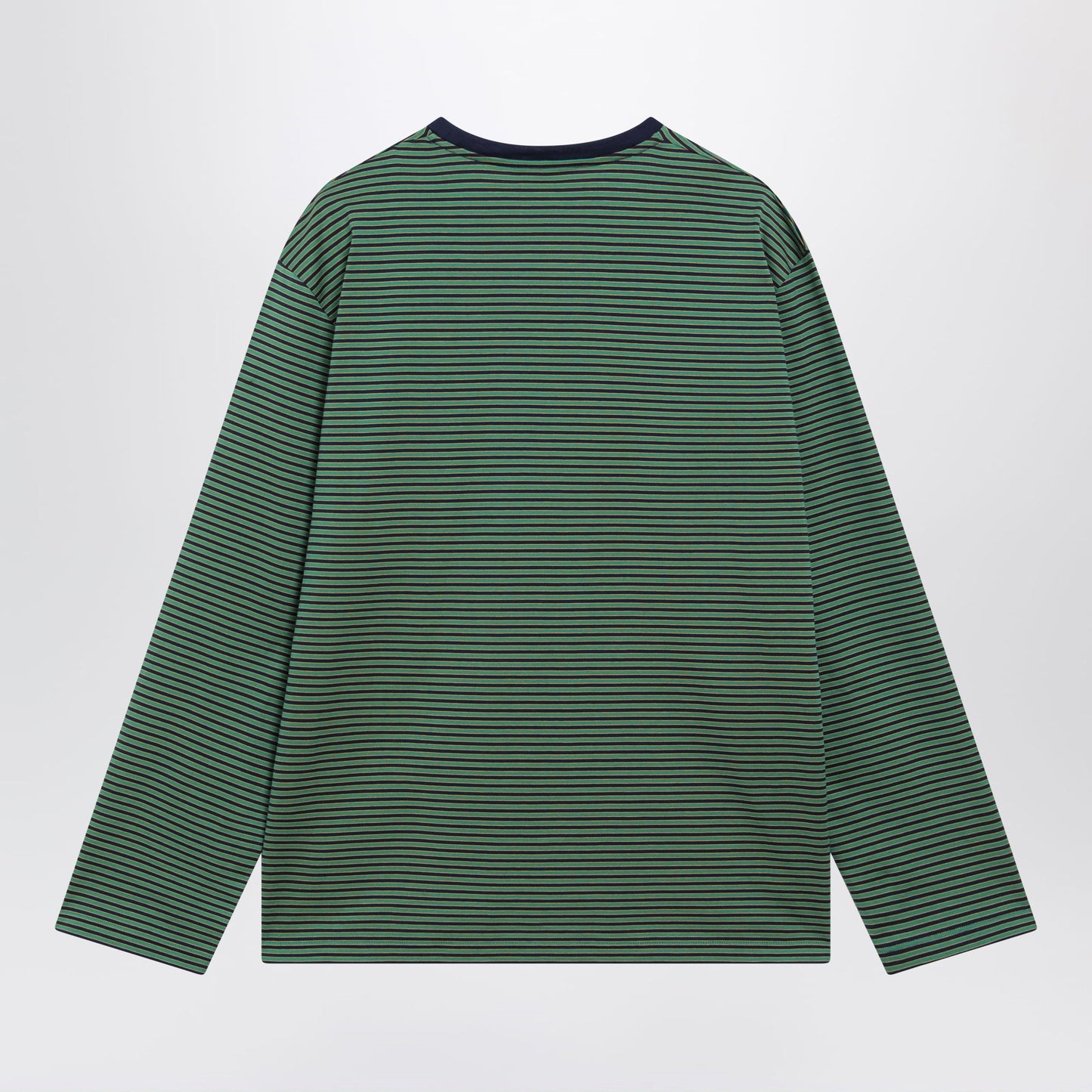 Miu Miu Navy Blue/Green Striped Cotton Sweater Women MIU MIU