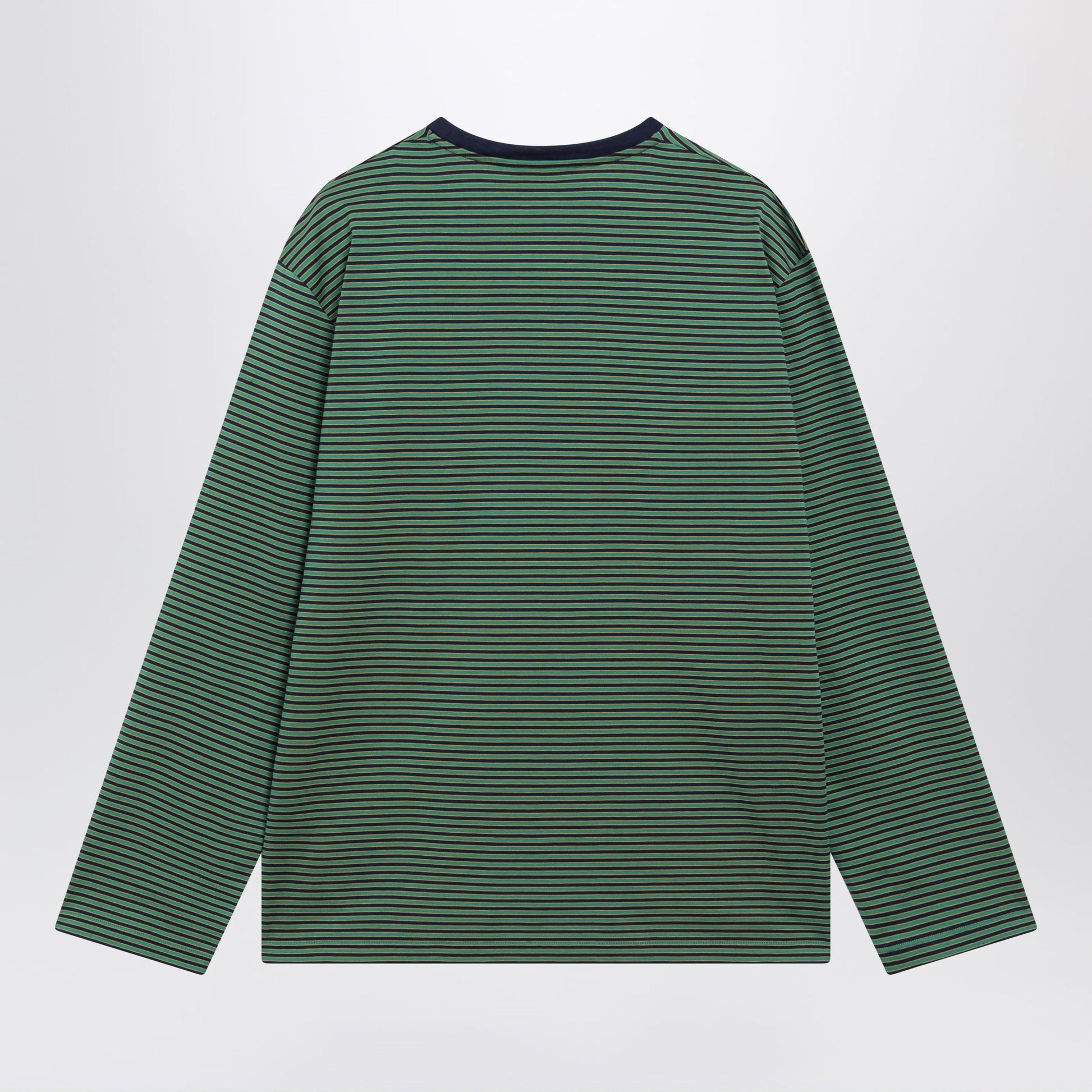 Miu Miu Navy Blue/Green Striped Cotton Sweater Women MIU MIU