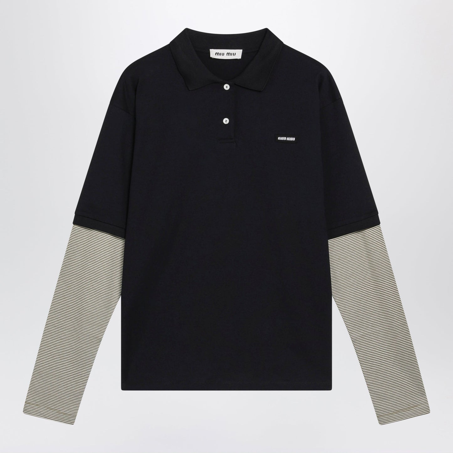 Miu Miu Blue/Olive Cotton Jersey Polo Shirt Women MIU MIU