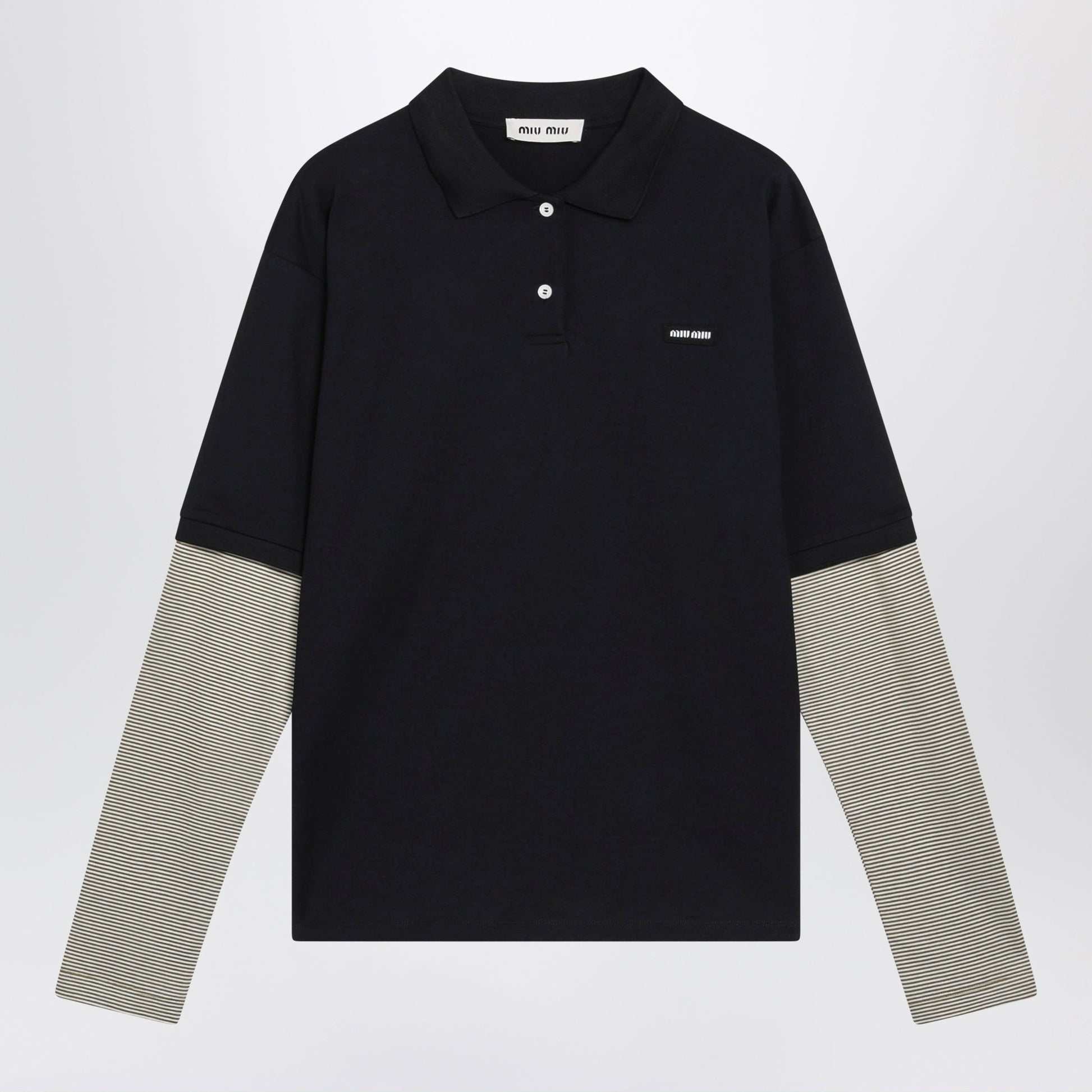 Miu Miu Blue/Olive Cotton Jersey Polo Shirt Women MIU MIU