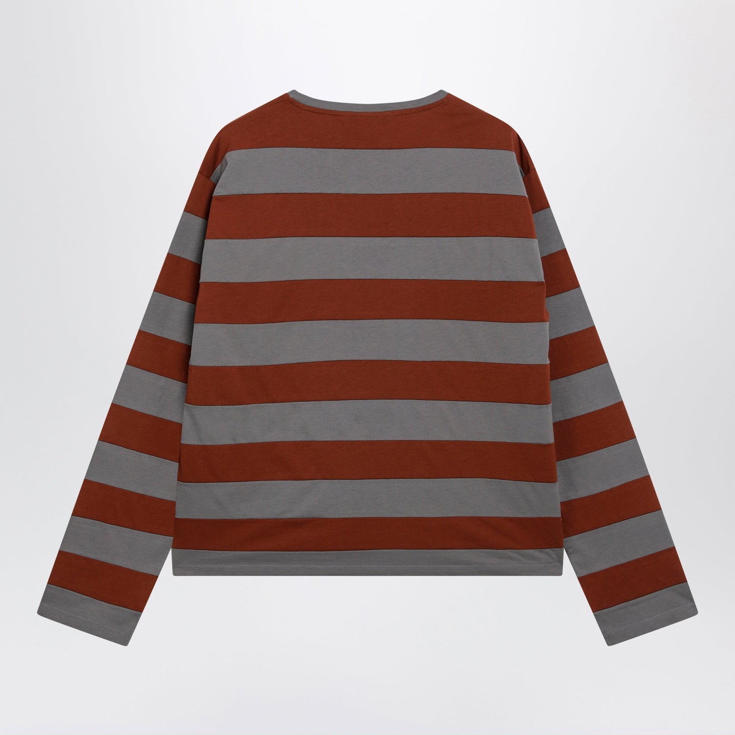Miu Miu Striped Cotton Jersey T-Shirt In Iron/Tobacco Women MIU MIU