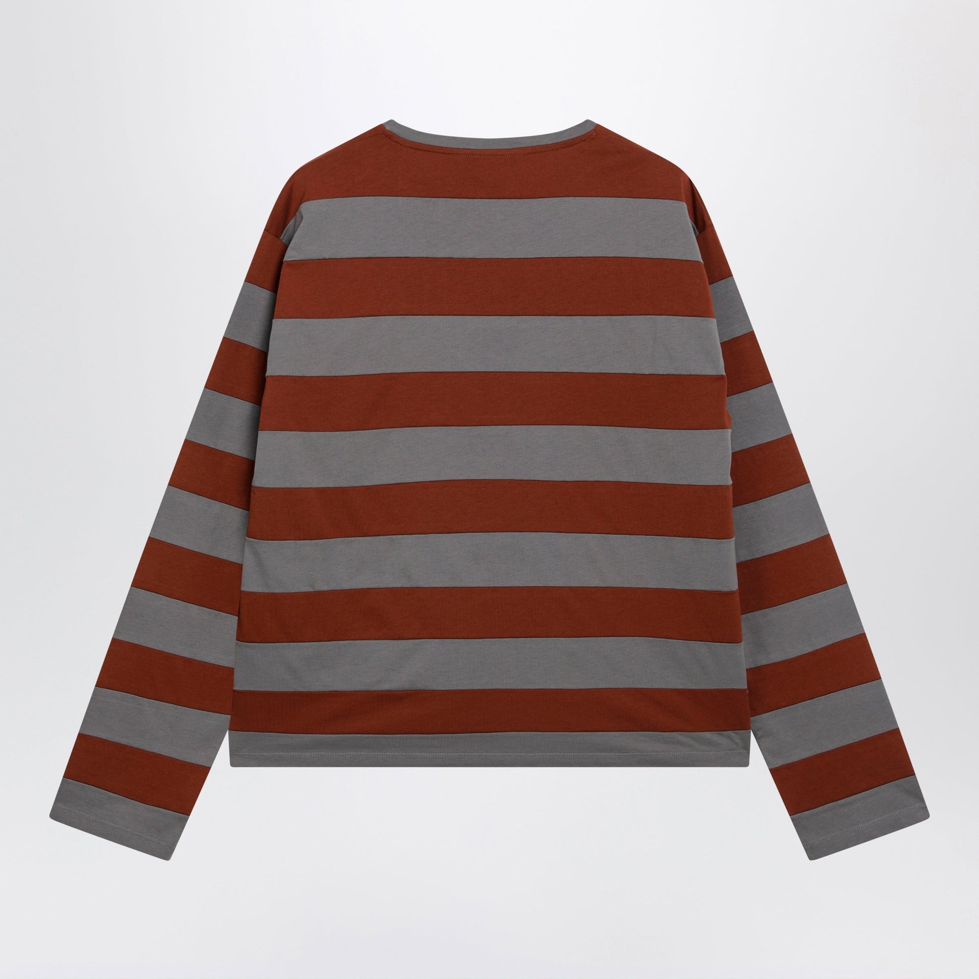 Miu Miu Striped Cotton Jersey T-Shirt In Iron/Tobacco Women MIU MIU