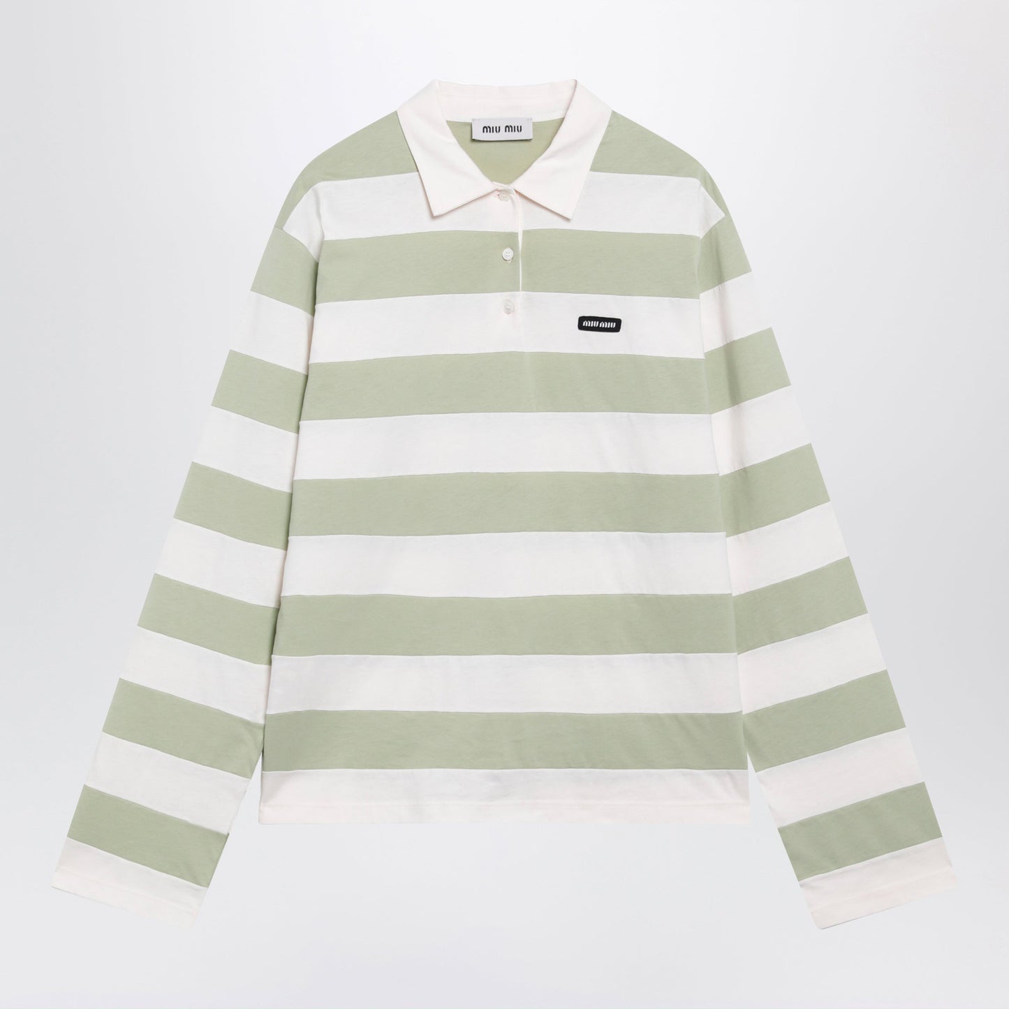 Miu Miu Petal/Agave Striped Jersey Polo Shirt Women MIU MIU