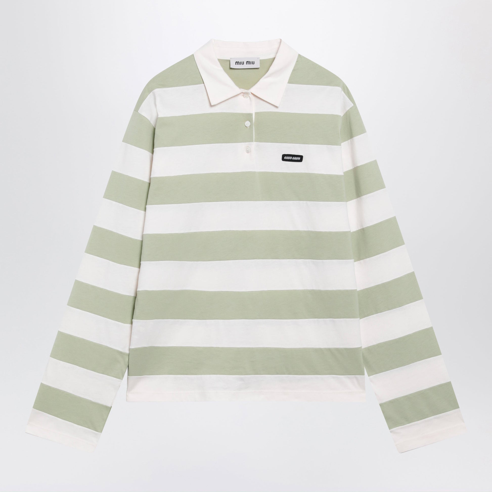 Miu Miu Petal/Agave Striped Jersey Polo Shirt Women MIU MIU