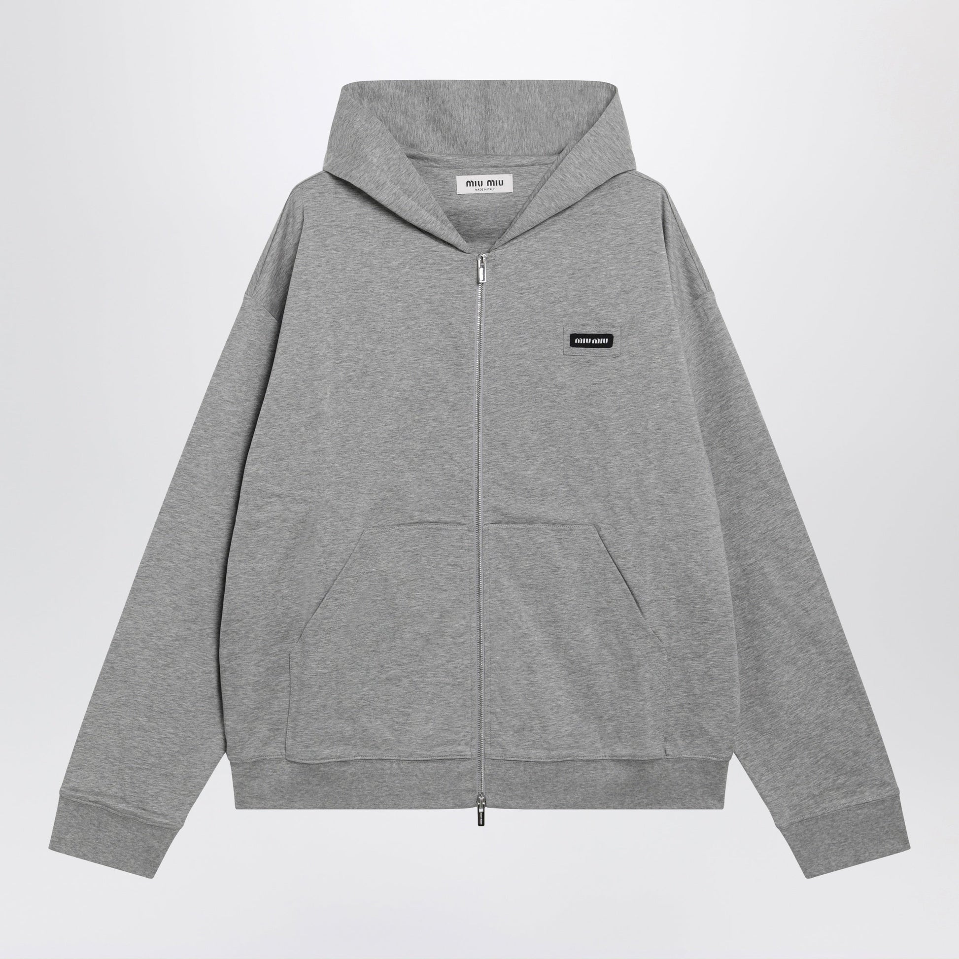 Miu Miu Grey Cotton Zip-Up Sweatshirt Women MIU MIU