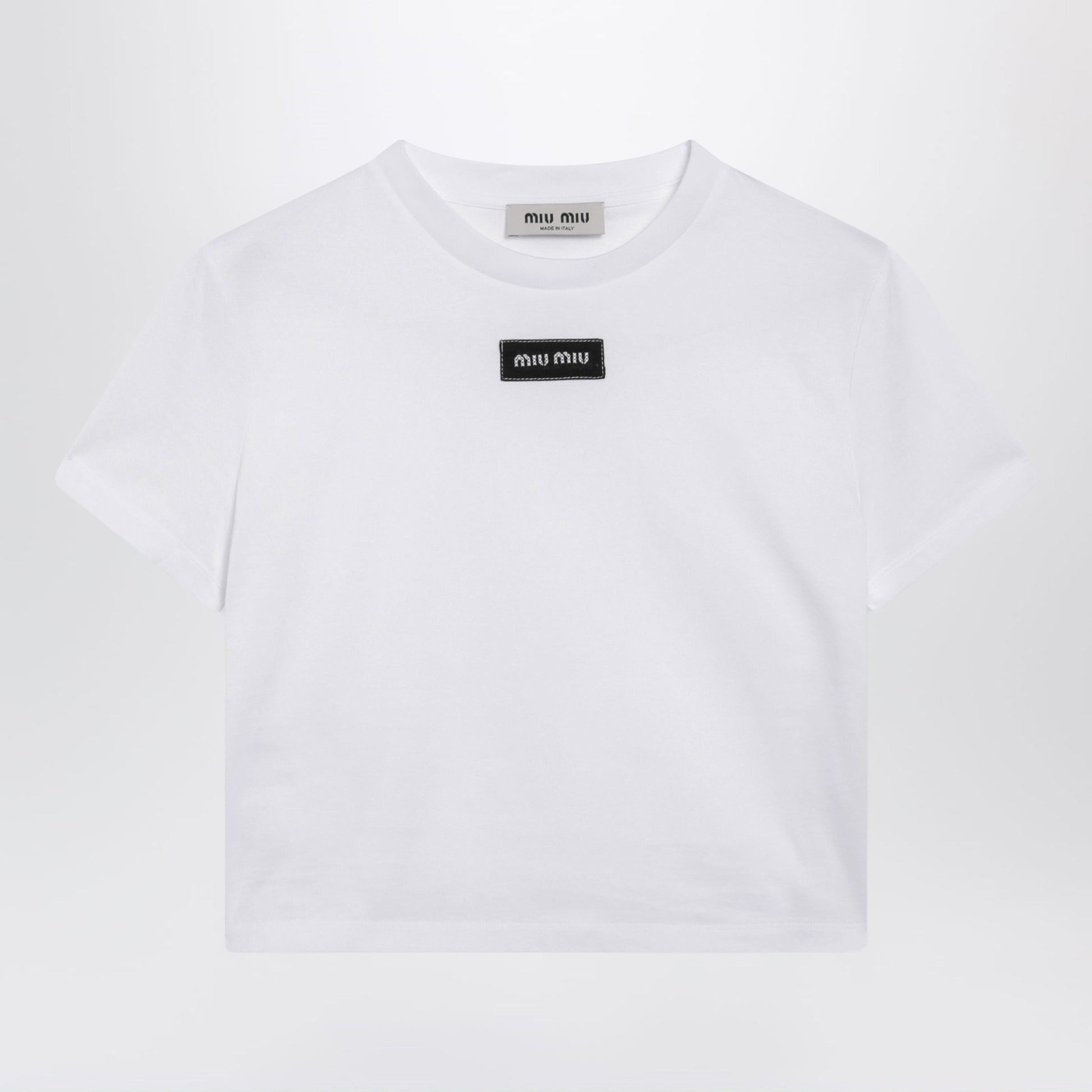 Miu Miu White Jersey T-Shirt With Logo Women MIU MIU
