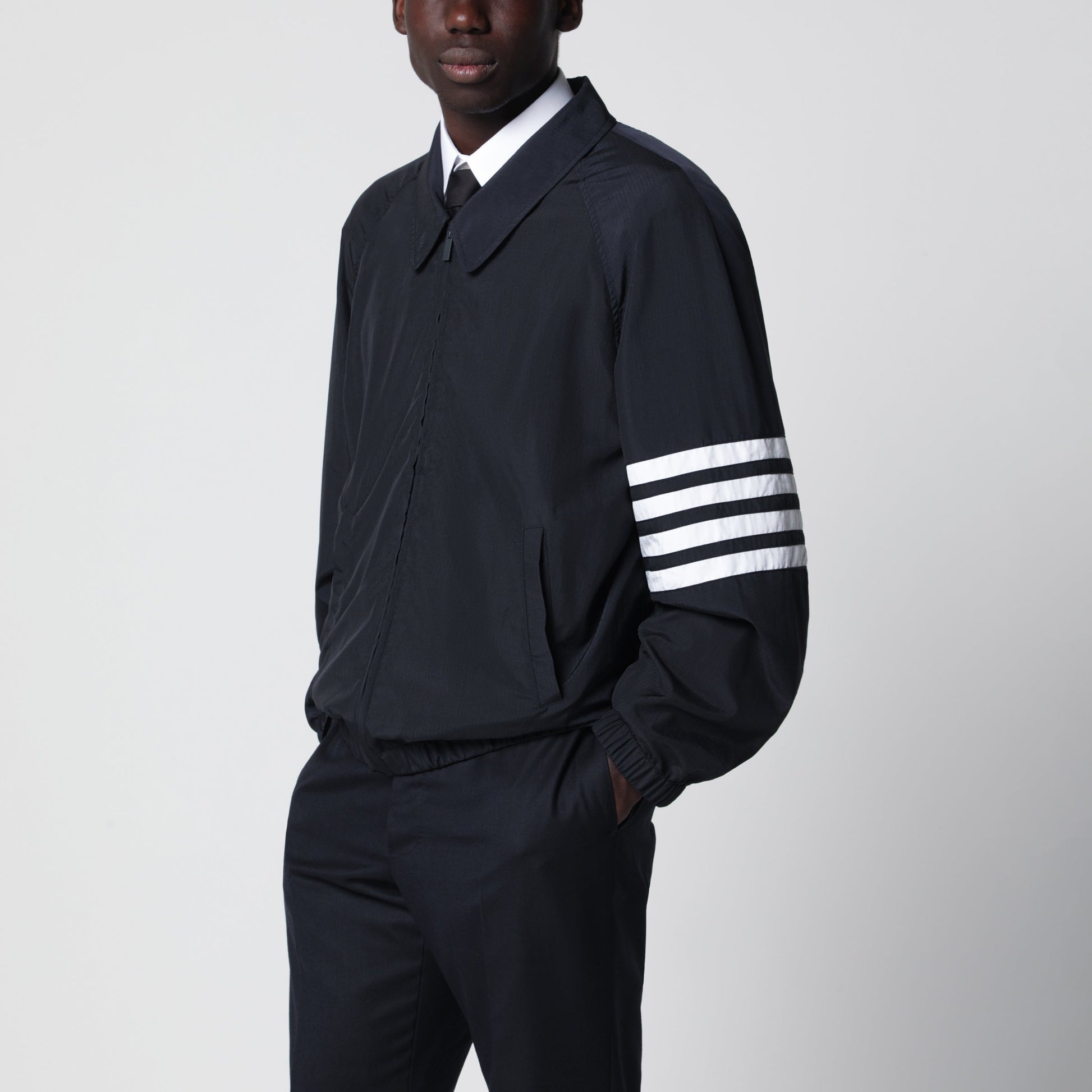 Thom Browne Lightweight Navy Blue Zip-Up Jacket Men THOM BROWNE