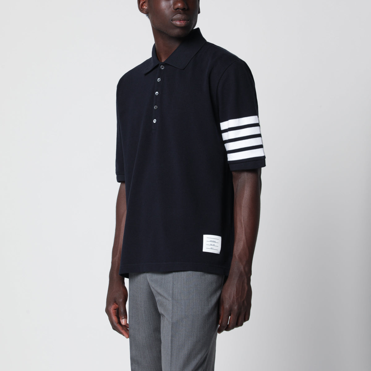 Thom Browne Navy Blue Cotton Polo Shirt Men THOM BROWNE