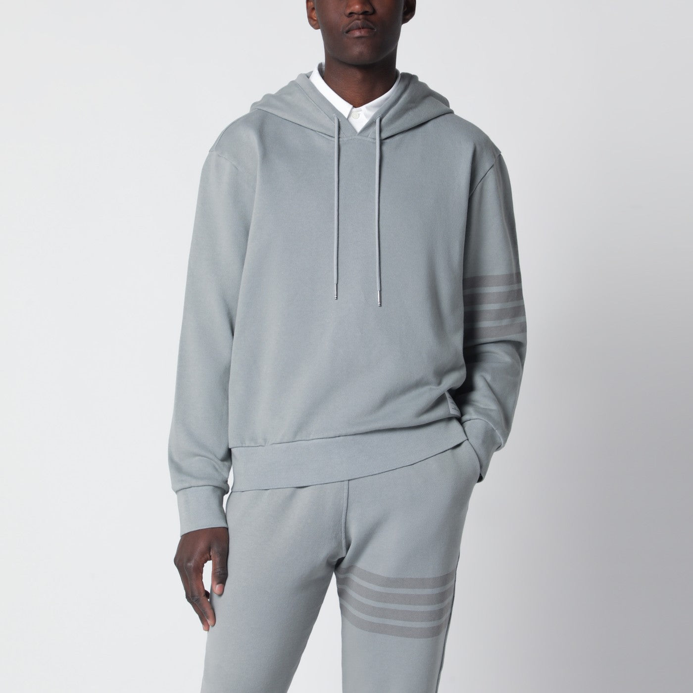 Thom Browne Grey Cotton Hooded Sweatshirt Men THOM BROWNE