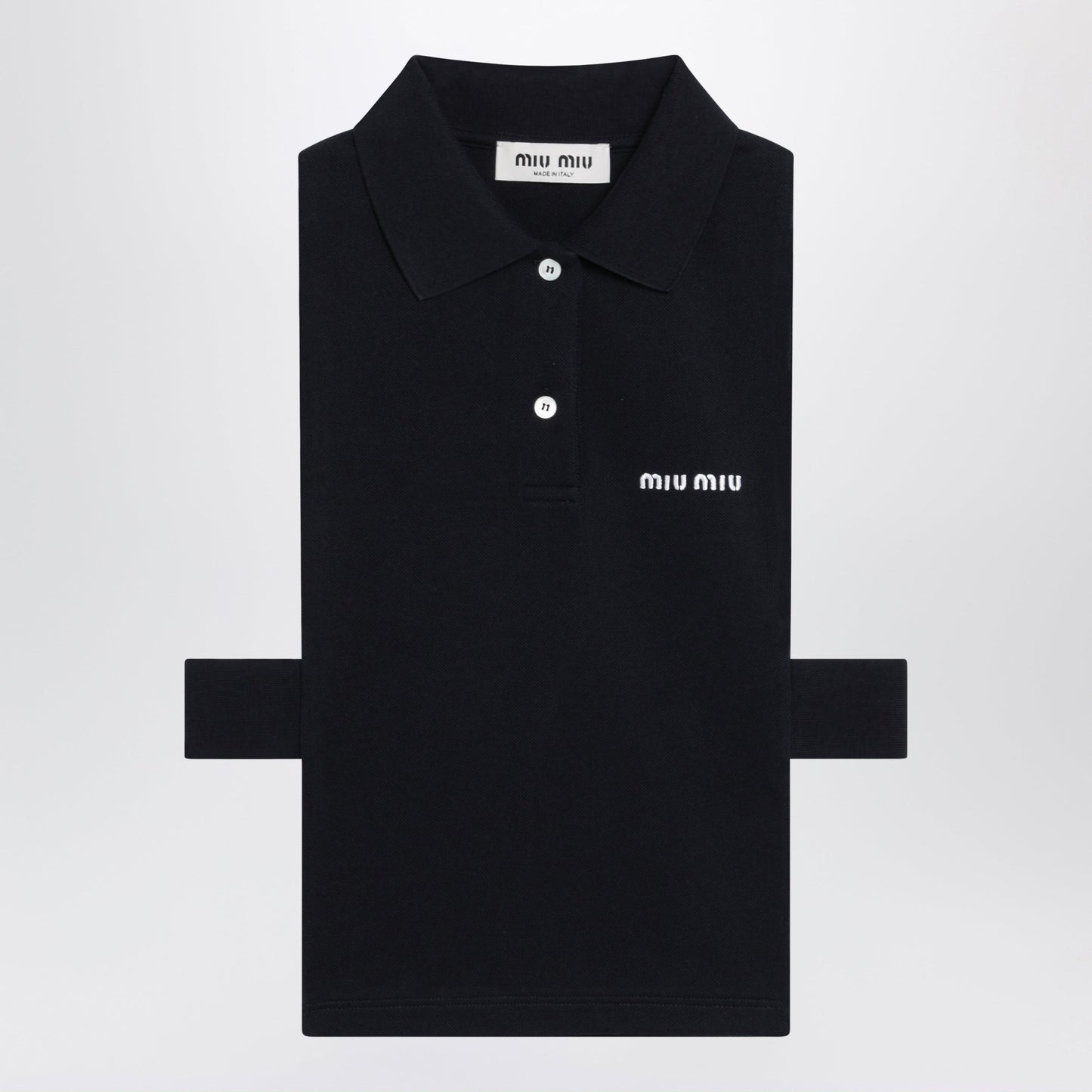 Miu Miu Blue Pique Top With Logo Women MIU MIU