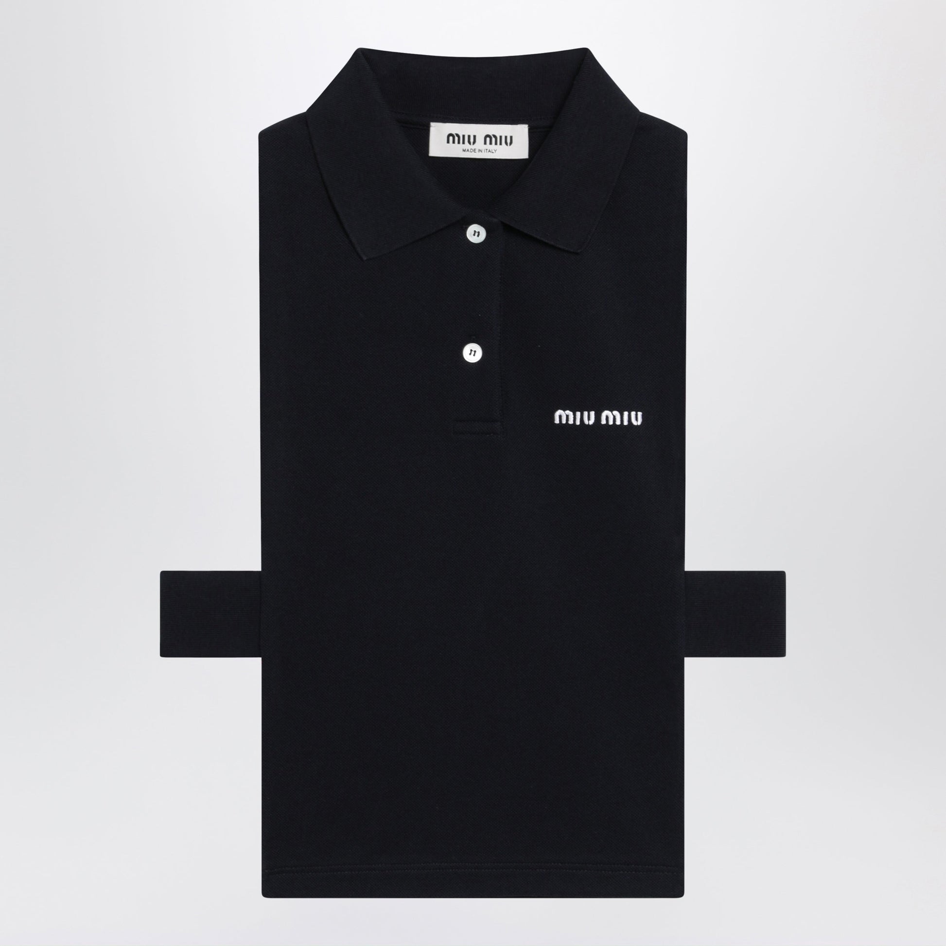 Miu Miu Blue Pique Top With Logo Women MIU MIU
