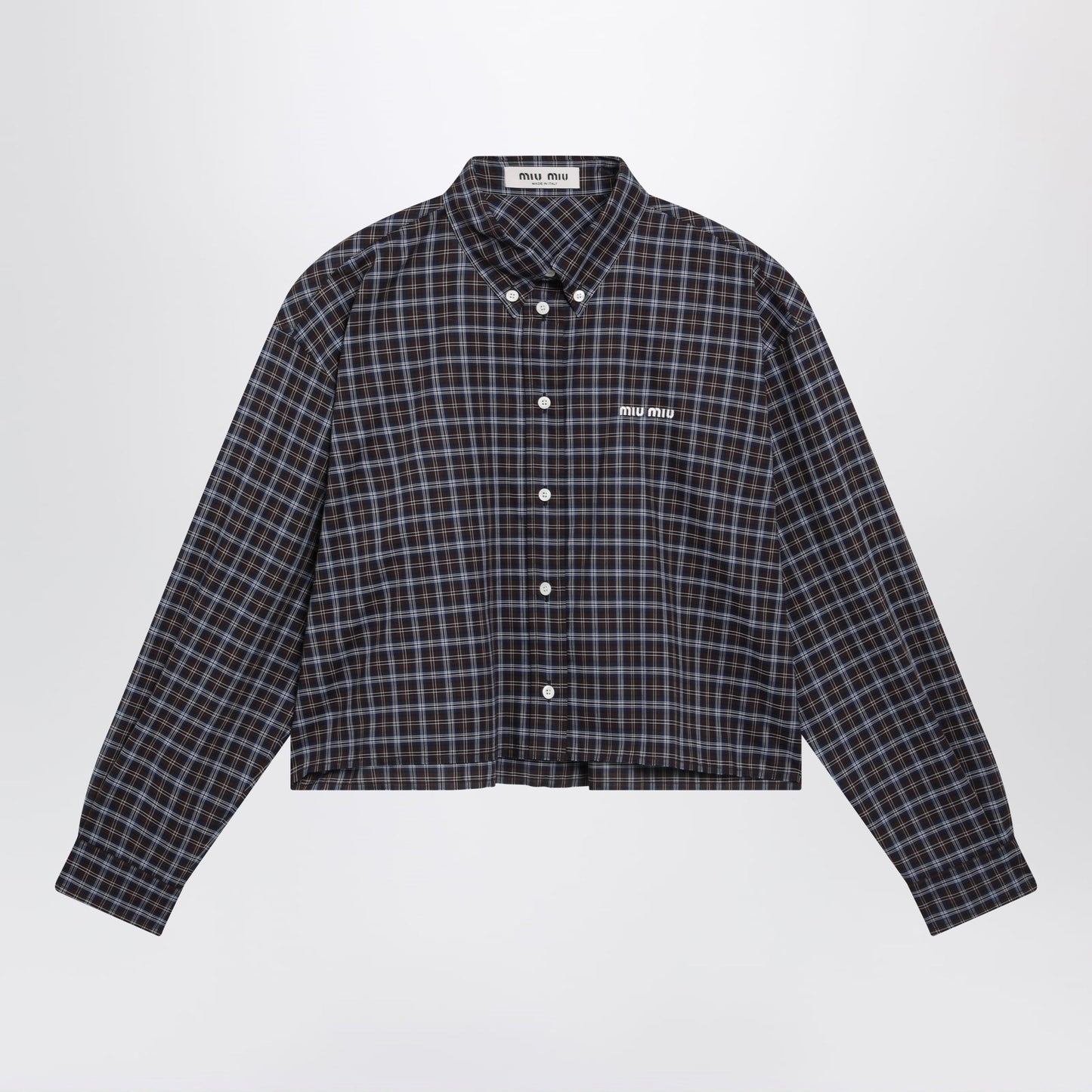 Miu Miu Blue/Cocoa Tartan Shirt Women MIU MIU