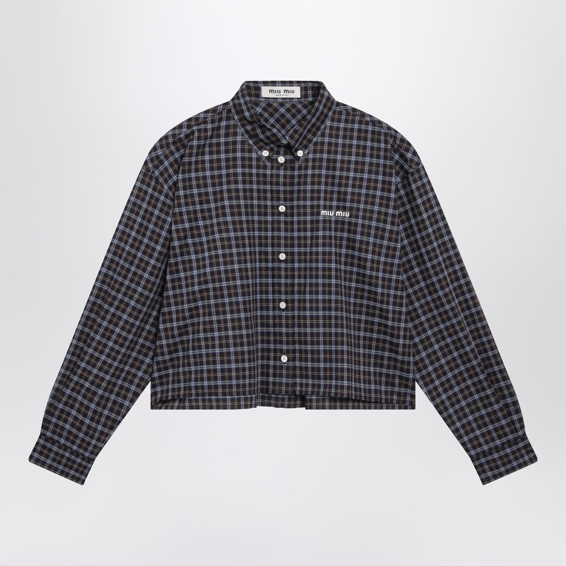 Miu Miu Blue/Cocoa Tartan Shirt Women MIU MIU