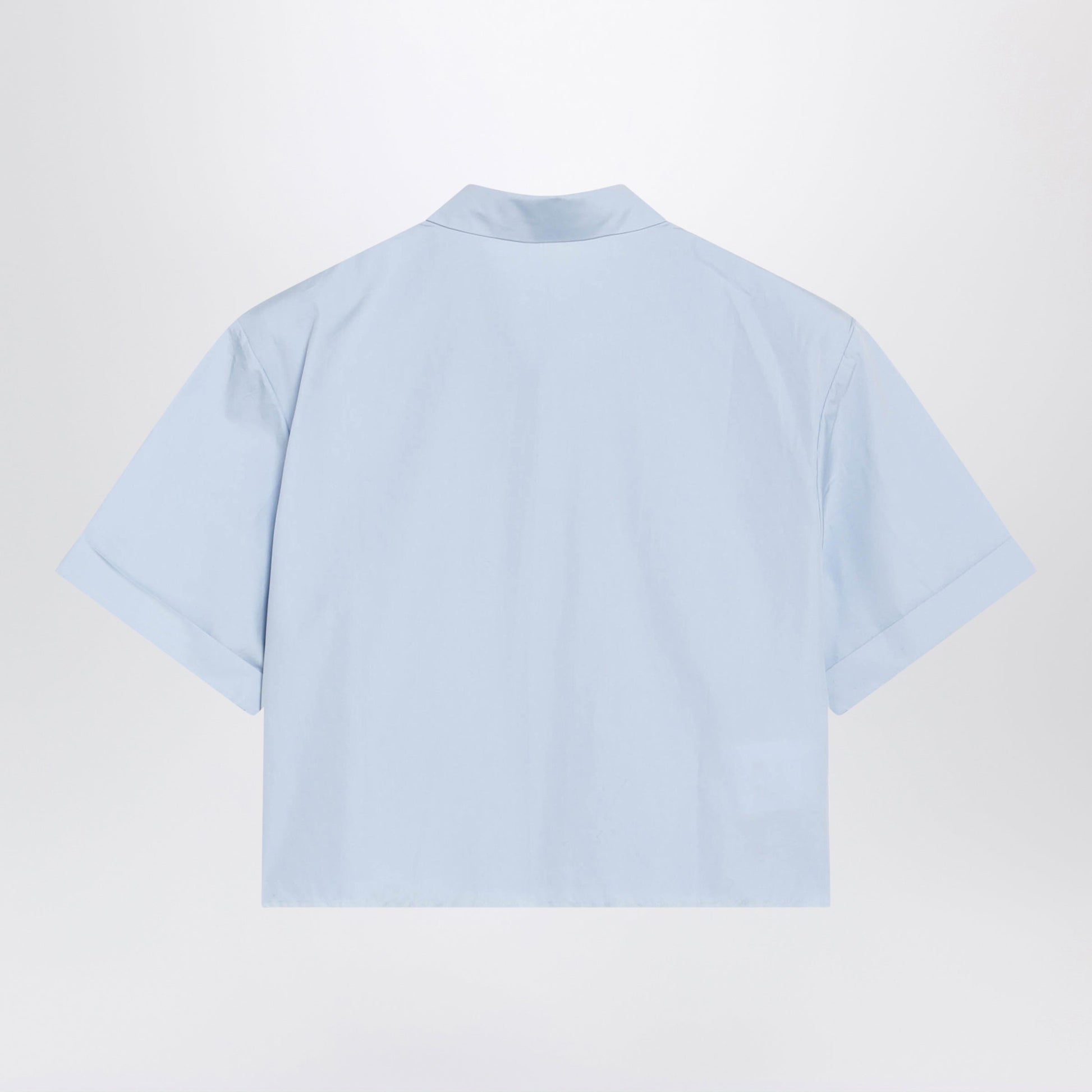 Miu Miu Light Blue Cropped Poplin Shirt With Ruffles Women MIU MIU