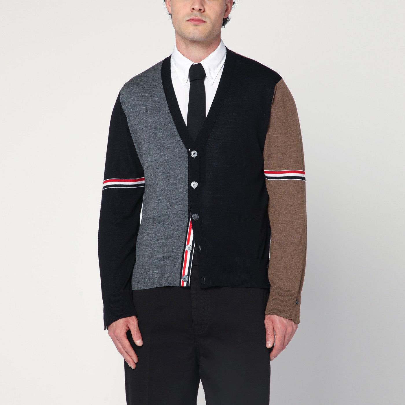 Thom Browne Navy/Grey/Brown Wool Cardigan Men THOM BROWNE