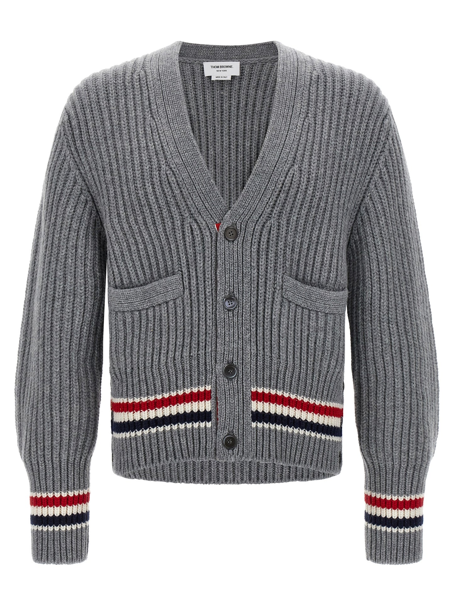 Thom Browne Men Rwb Tape Cardigan THOM BROWNE
