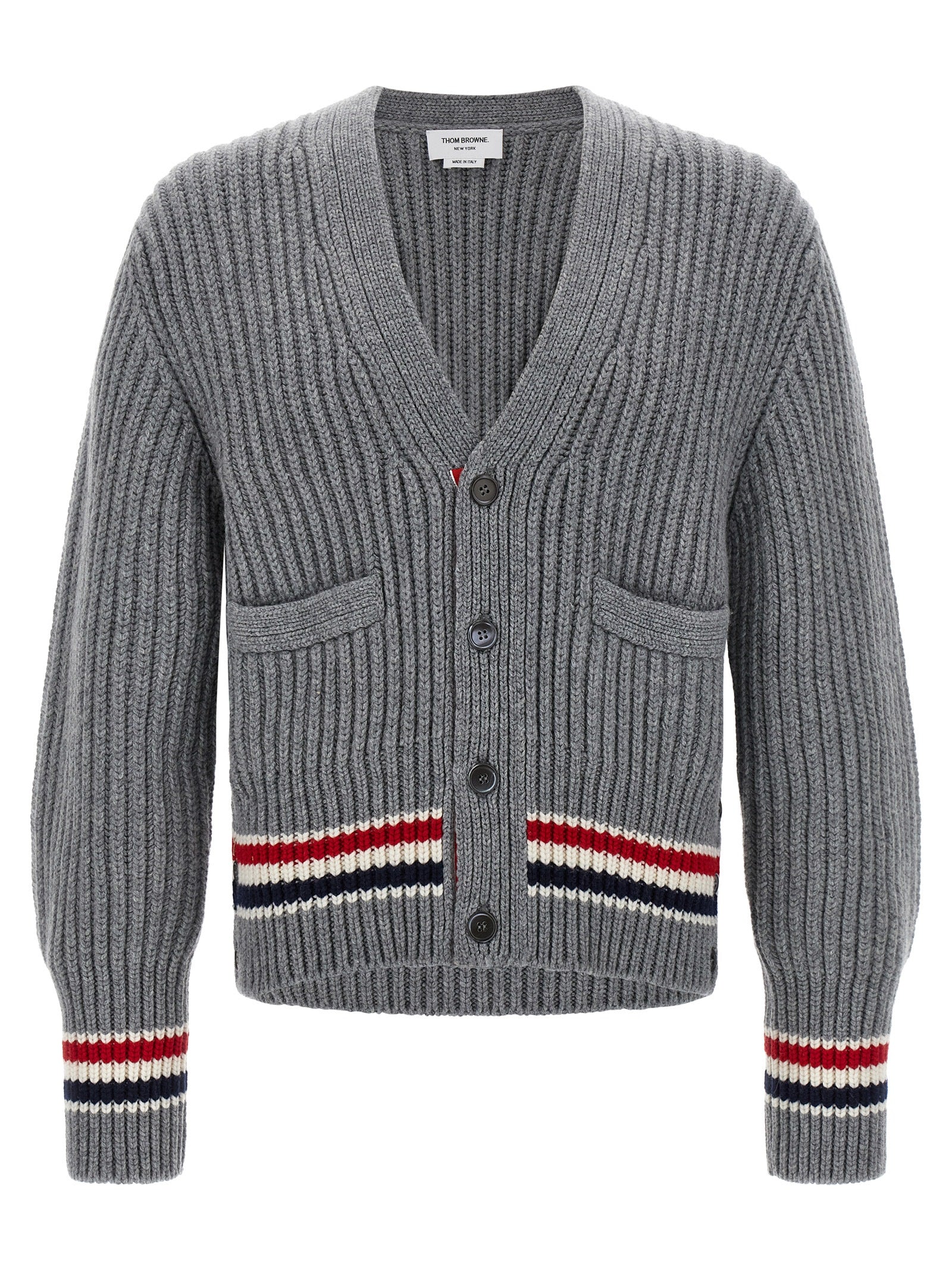Thom Browne Men Rwb Tape Cardigan THOM BROWNE