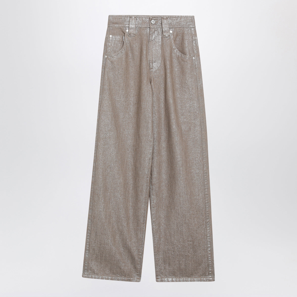 Brunello Cucinelli Beige Baggy Trousers In Lame Denim Women BRUNELLO CUCINELLI
