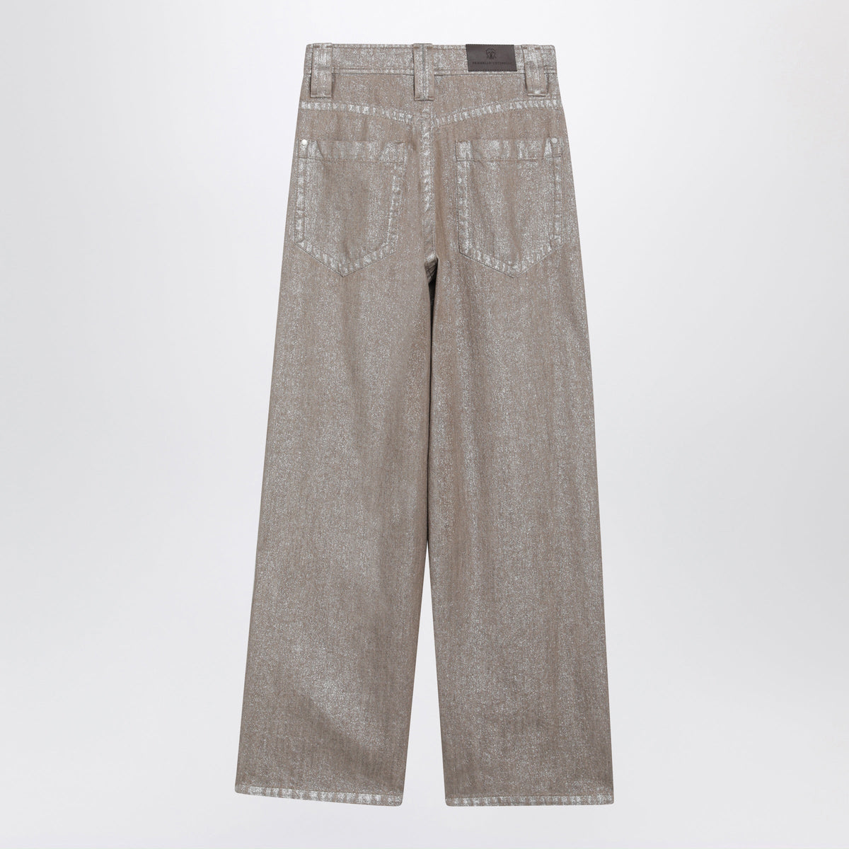 Brunello Cucinelli Beige Baggy Trousers In Lame Denim Women BRUNELLO CUCINELLI