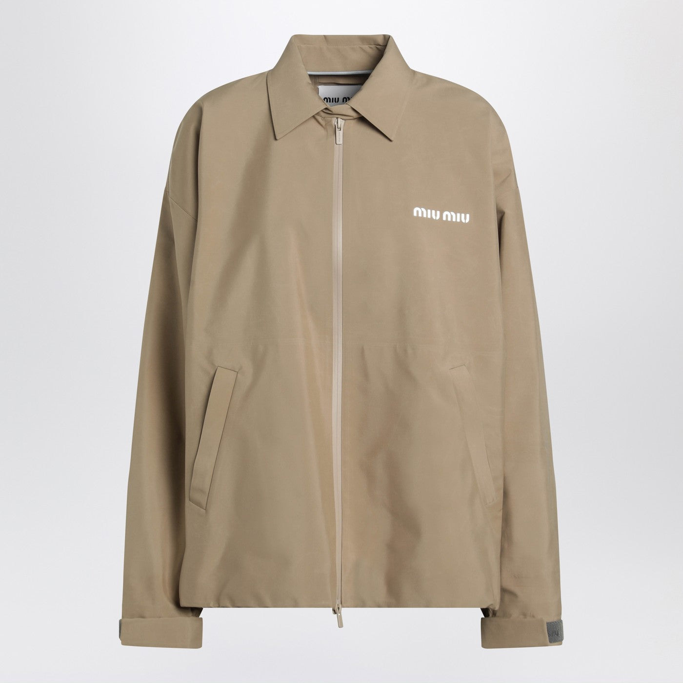 Miu Miu Beige Windbreaker In Technical Canvas Women MIU MIU