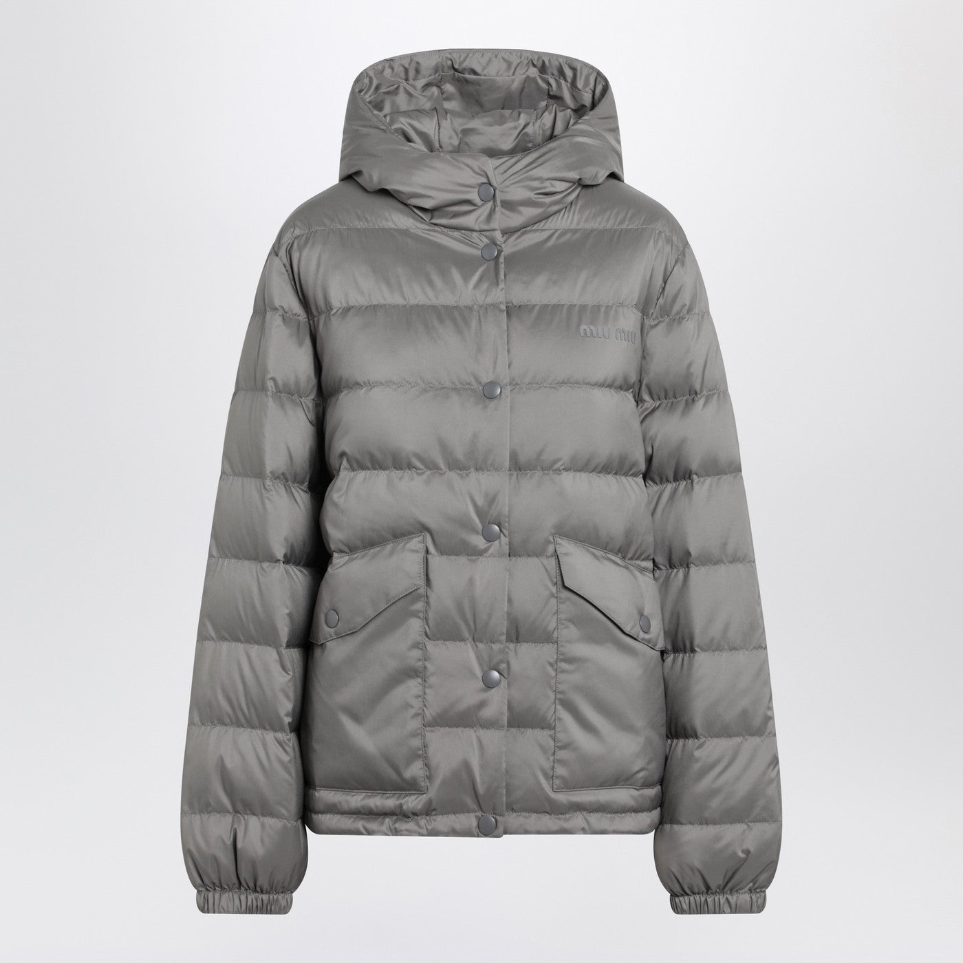 Miu Miu Steel Grey Puffer Jacket In Technical Ponge Fabric Women MIU MIU