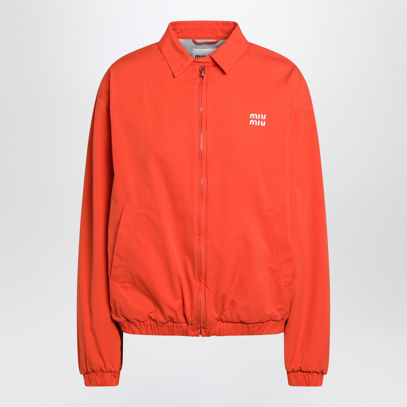 Miu Miu Orange Cotton Blouson With Logo Women MIU MIU