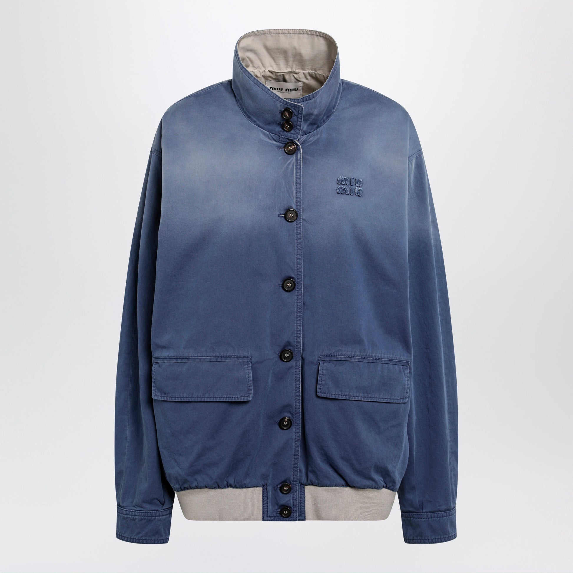 Miu Miu Blue/Lime Old-Washed Twill Blouson Women MIU MIU