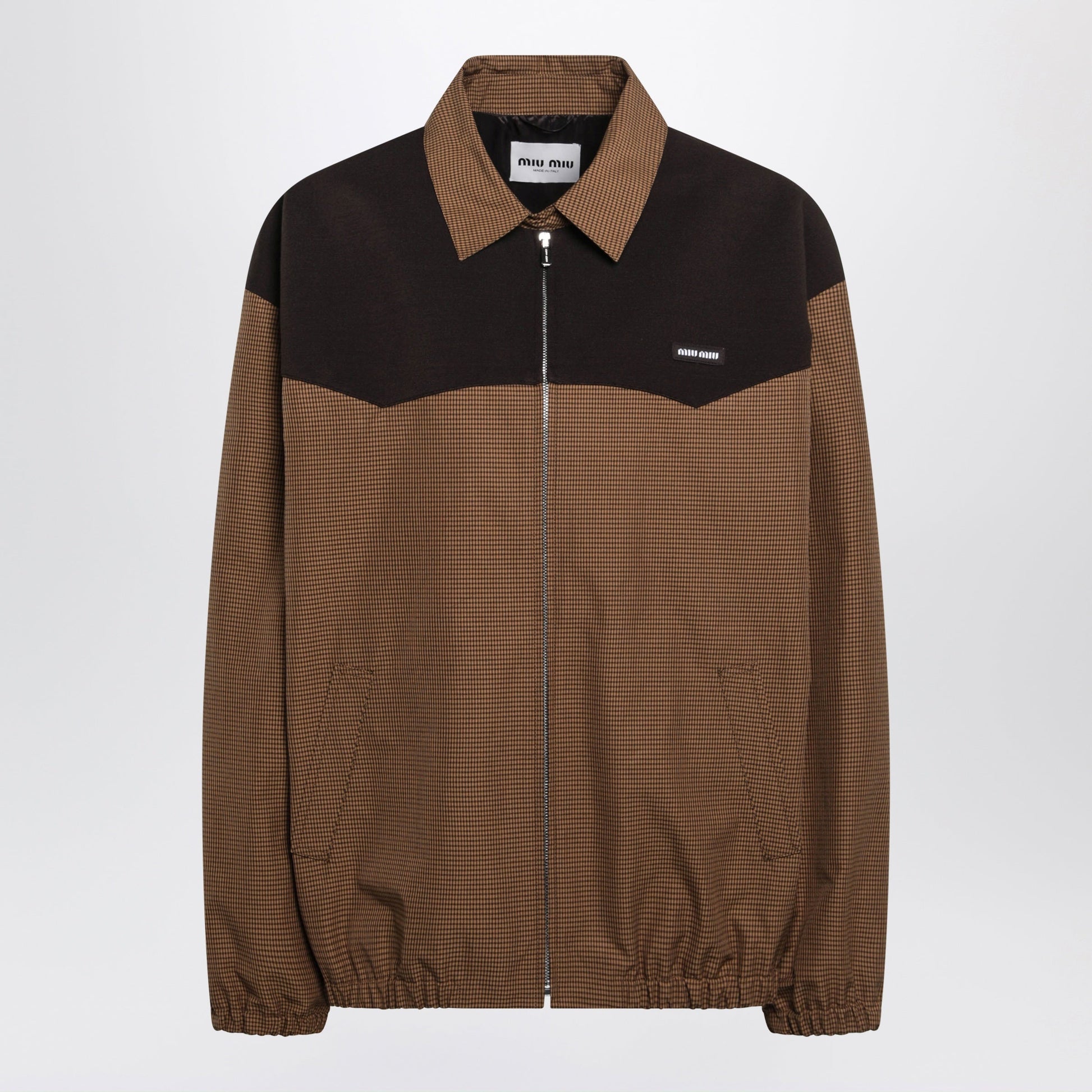 Miu Miu Oversized Vichy Check Blouson In Caramel Women MIU MIU