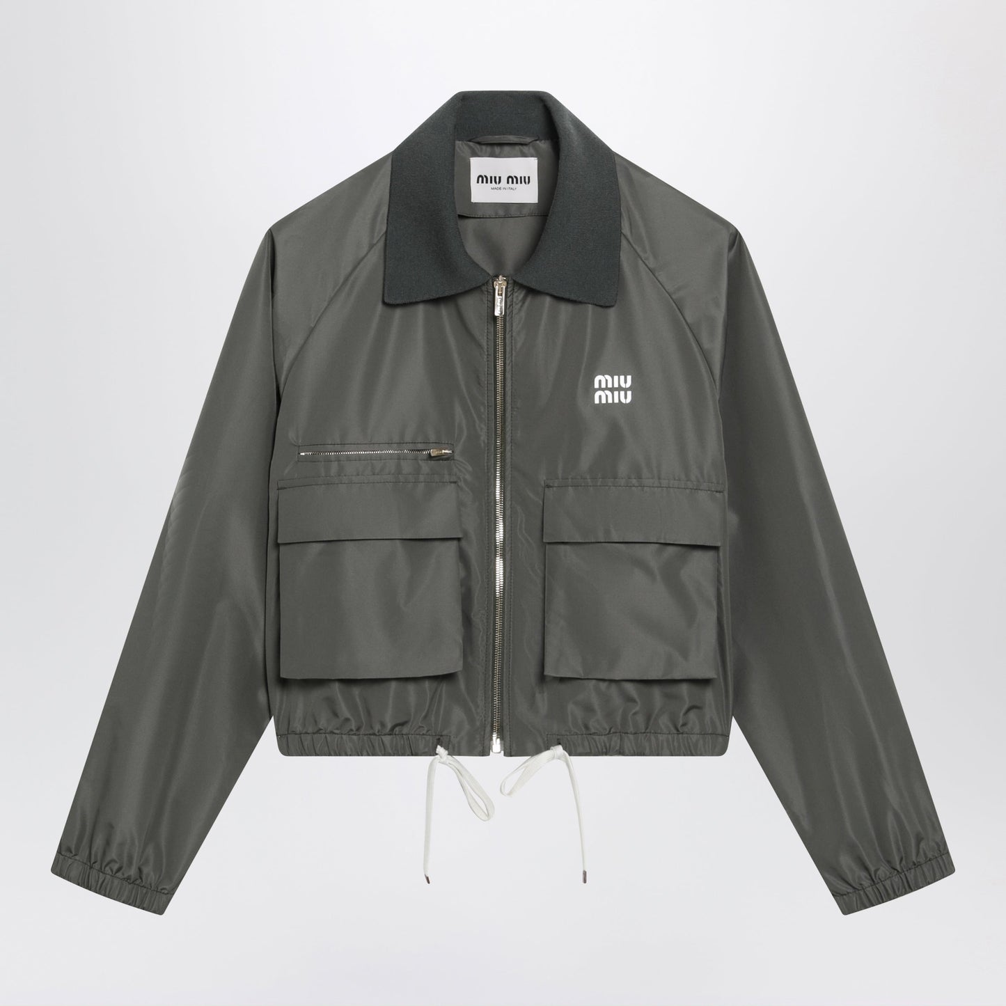 Miu Miu Water-Repellent Tela Tec Blouson In Forest Green Women MIU MIU